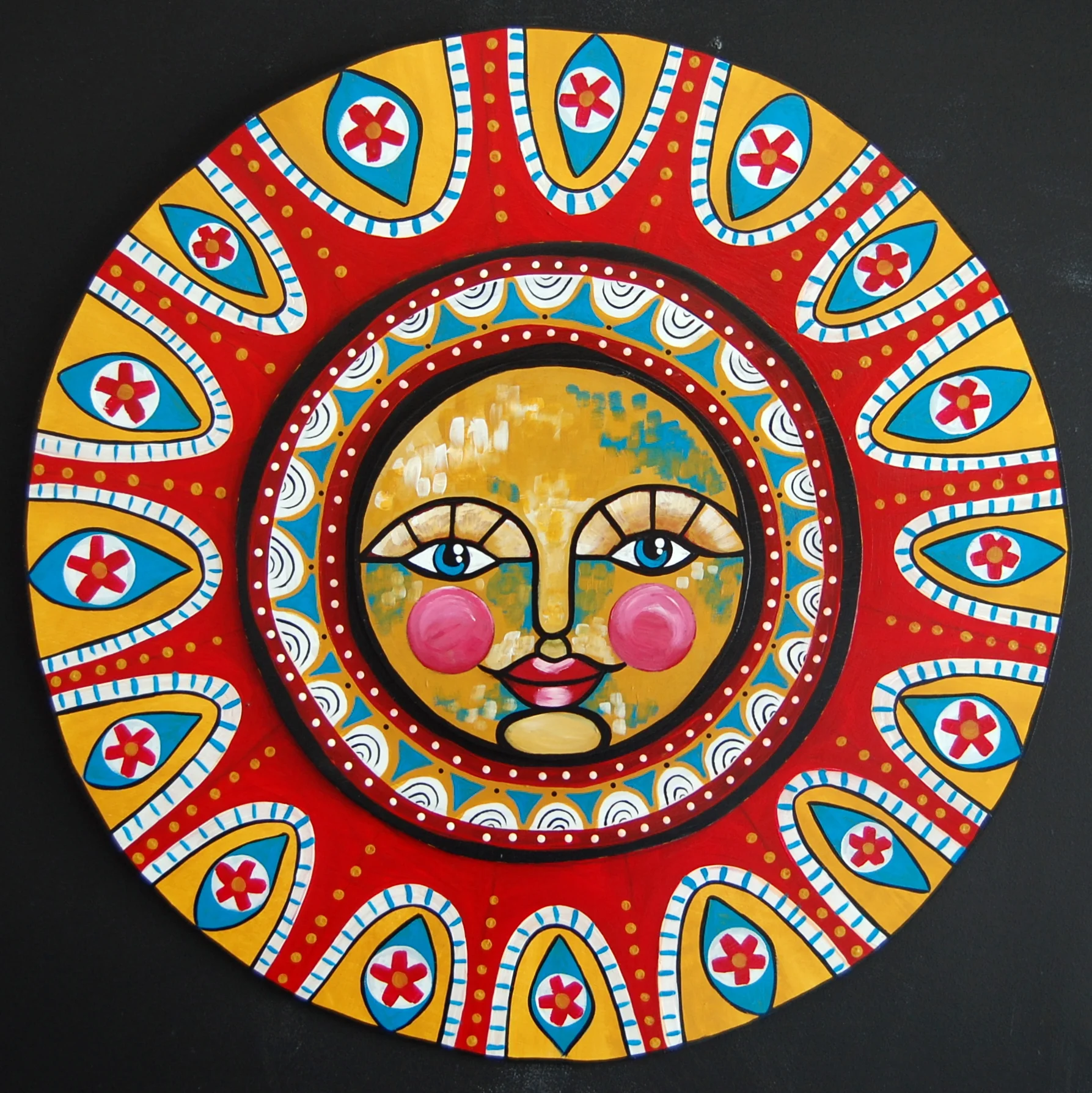 "El Sol" Acrylic on Wood Approx. 2' wide // SOLD