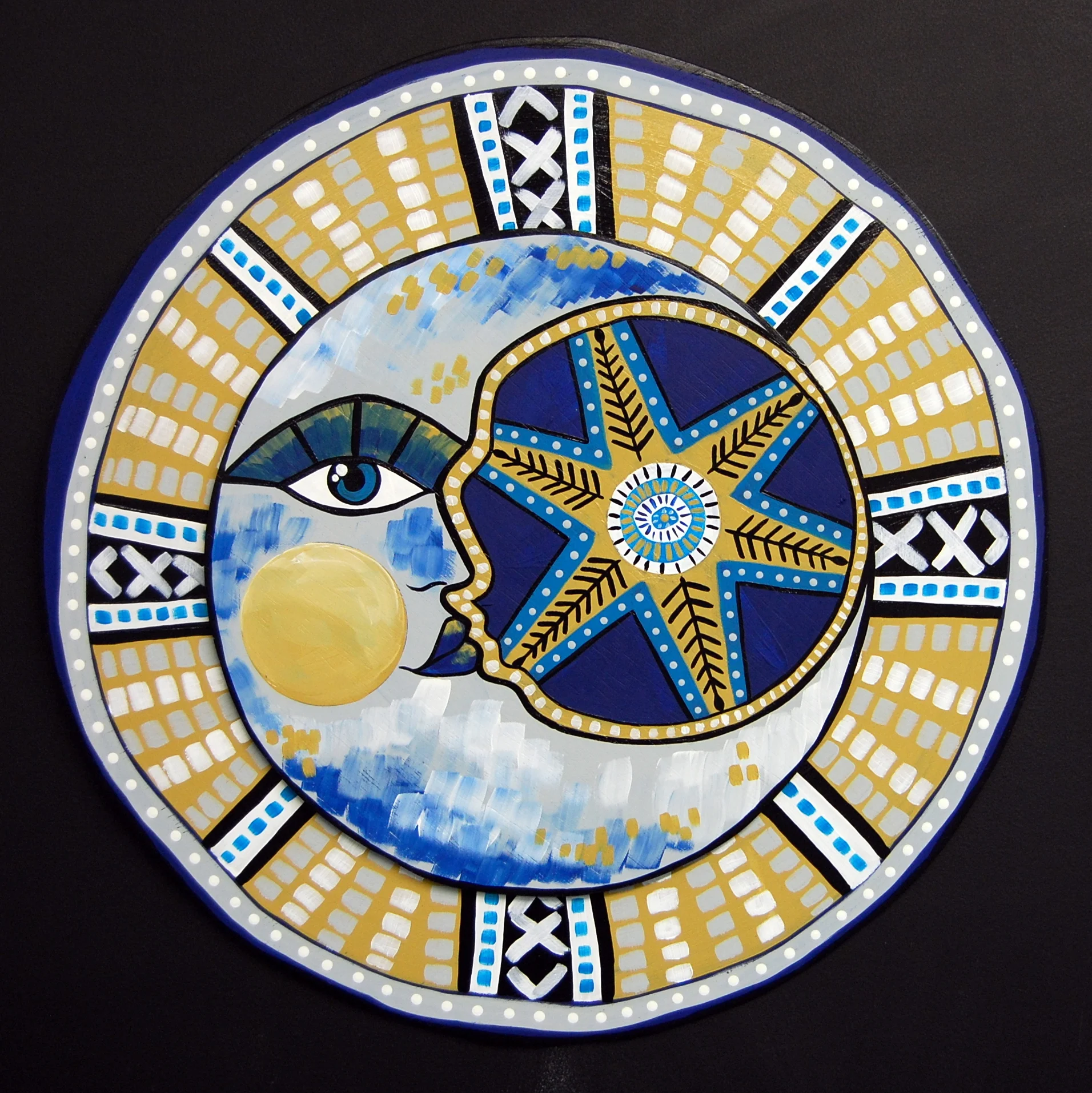 "La Luna" Acrylic on Wood Approx. 1.5' wide // SOLD