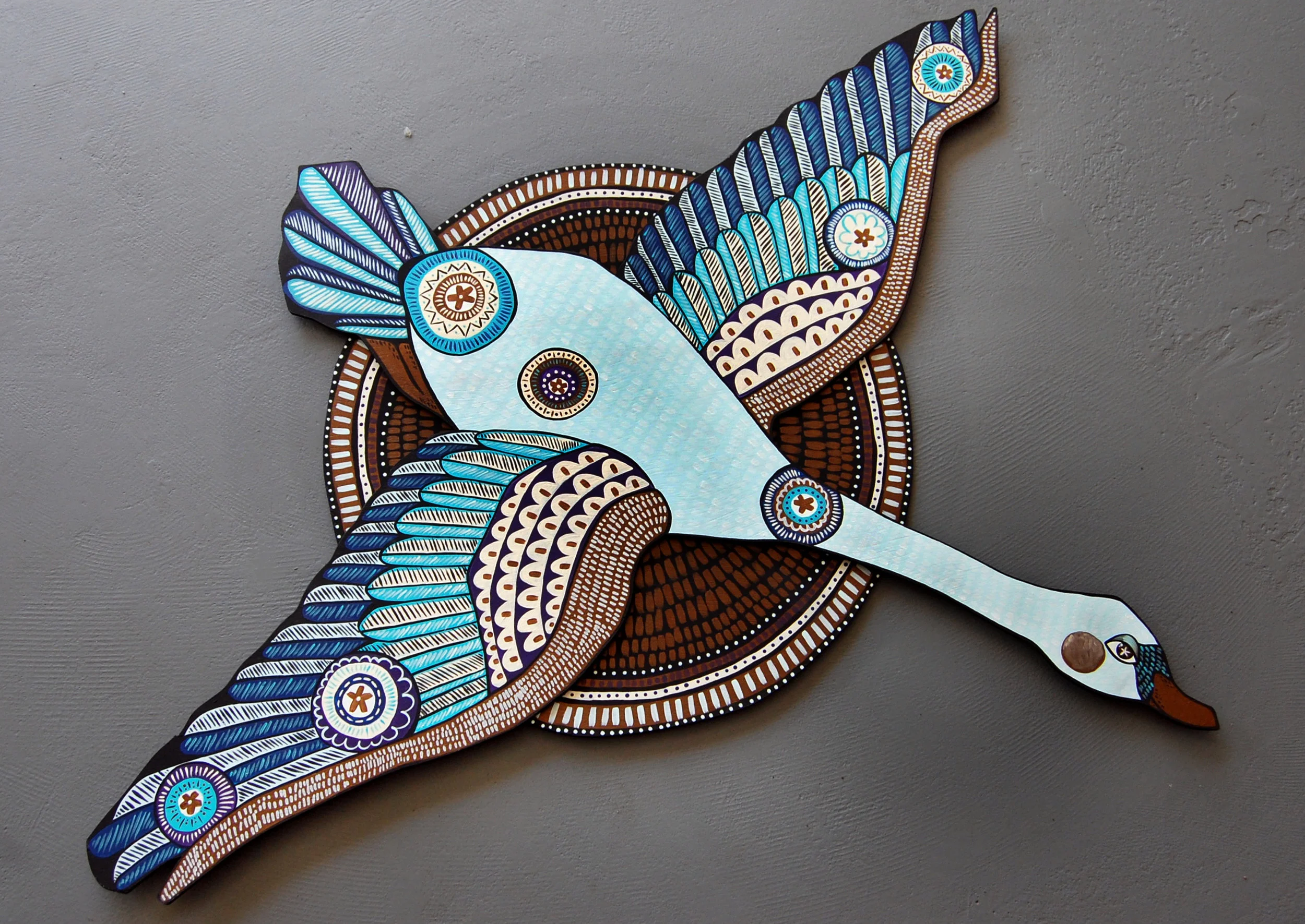 "Cygnus" Acrylic on Wood Approx. 2.5' wide // SOLD