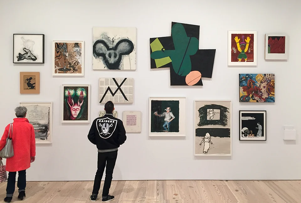Installation view featuring Elizabeth Murray's "Druid" (1979) in Fast Forward: Painting from the 1980s (Whitney Museum of American Art, New York, January 27, 2017-May 14, 2017). Photo: Jason Andrew