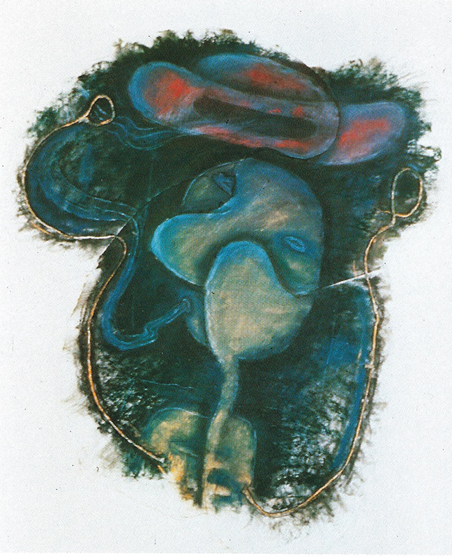 Elizabeth Murray, "Music," 1990, Pastel and charcoal and string on paper with collage, 32 1/2 x 28 x 1/4 in. (82.6 x 71.1 x .6 cm), Collection of the Murray-Holman Family Trust, New York