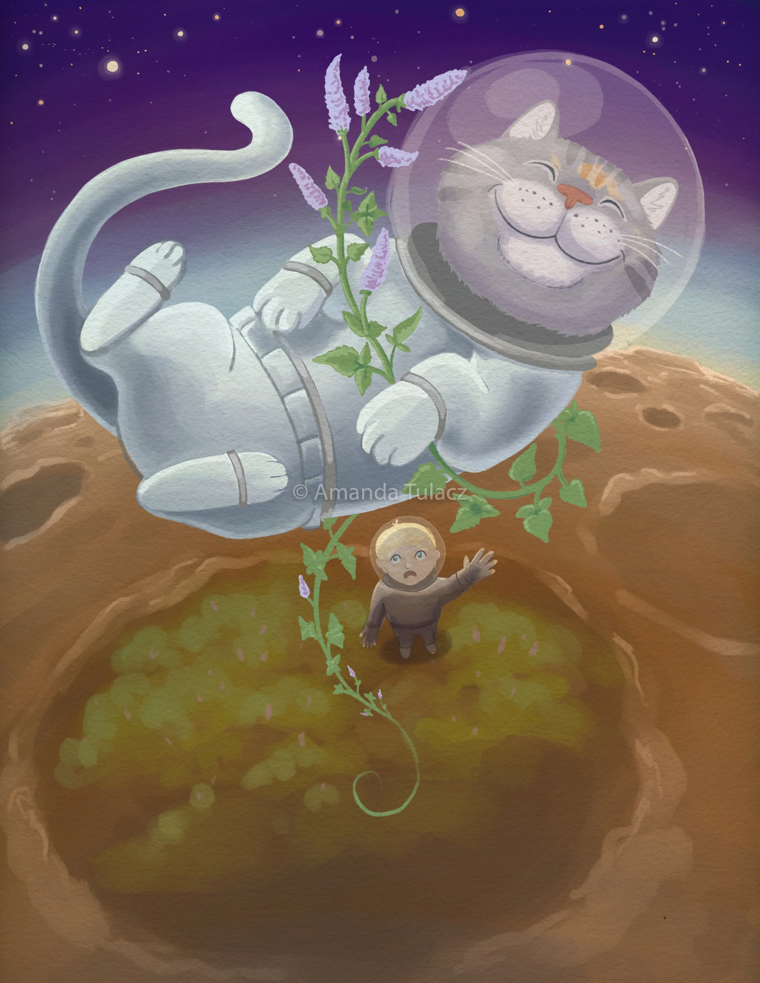 "Lily on Catnip Moon." Digital, 9x12"