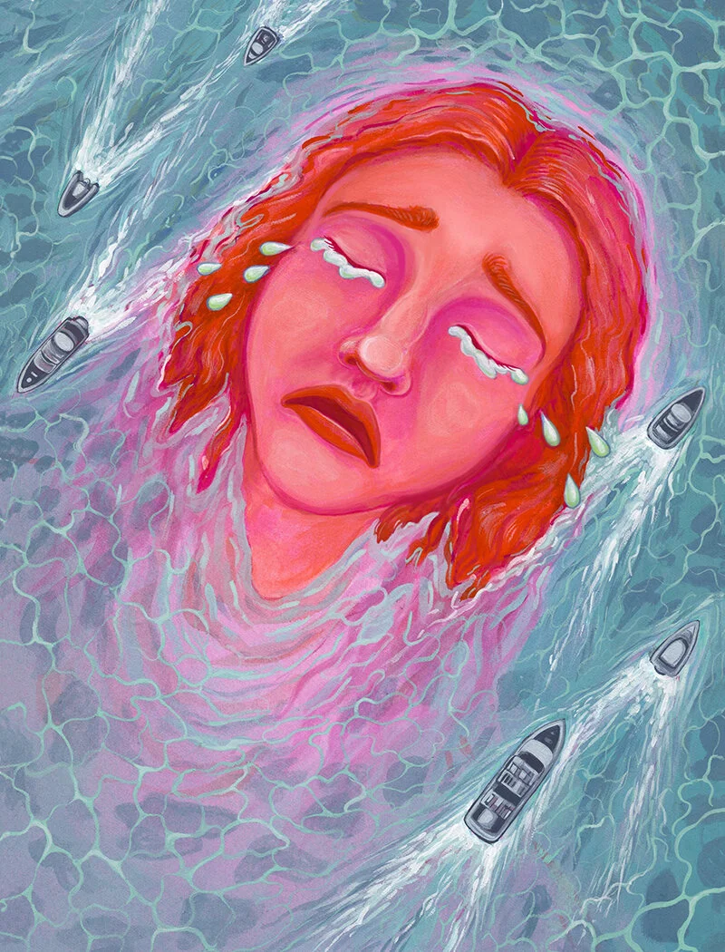 "Why Do We Dismiss Women's Pain?" Gouache, 8x10.5"
