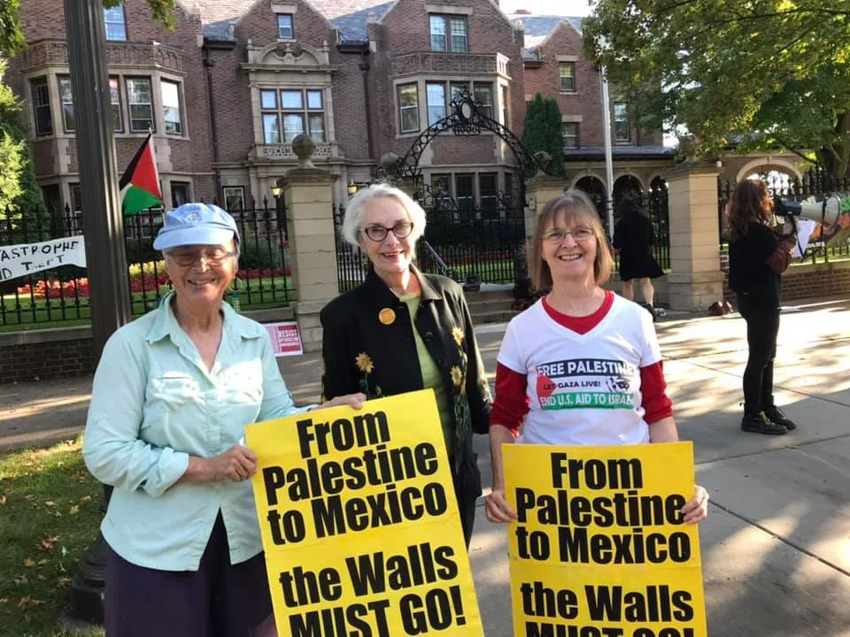 Sarah, Lucia, Carol at Elbit Protest in St. Paul