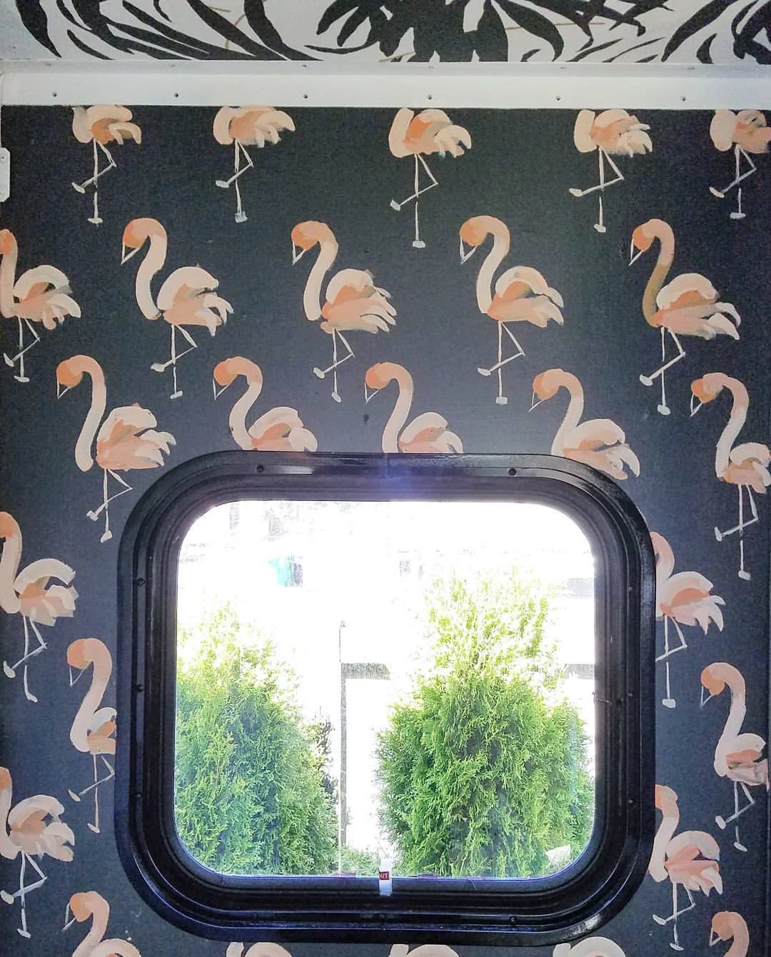 I painted some miniature flamingos in the RV but they only lasted a day before they were painted over.