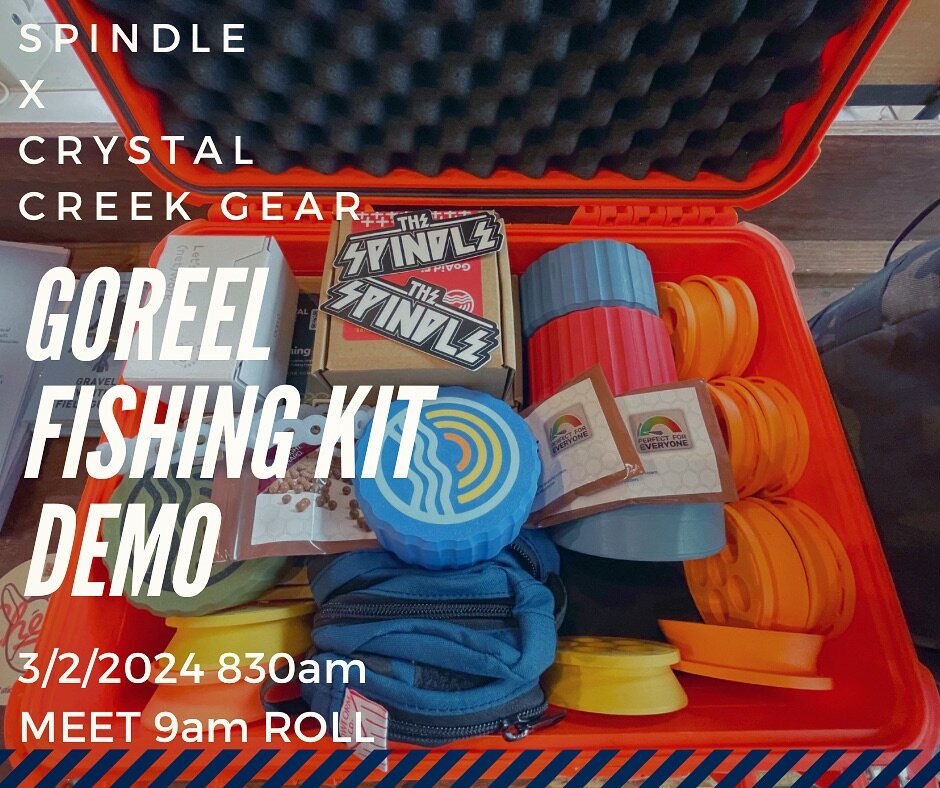 Next Saturday Join us and @crystal_creek_gear for a rad lil bike-fishing demo meeting at The Spindle at 830 and Rolling at 9am checking out their GoReel Fishing Kit and other goodies coming down the pipeline!! 

Feel Free to bring some Coffee Outside