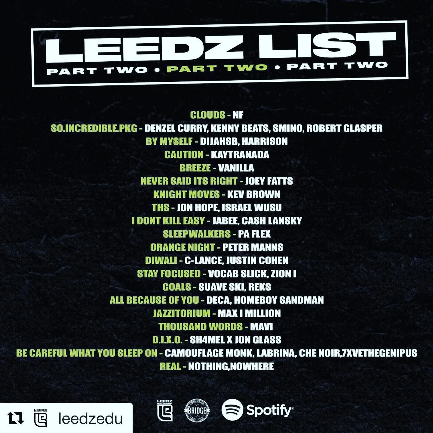 Shout out to  @leedzedu for adding me and @zion_i_crew to the playlist ! #hiphop #stayfocused #northbay #oakland