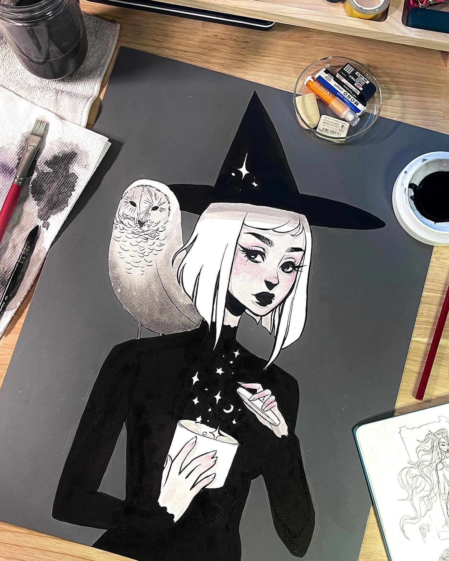 Willow🕯️🍂
ink and acrylic on 16x20 illustration board✨Happy halloween!🎃
.
#inktober #halloween #witch #witchcraft #candle #candlemaking