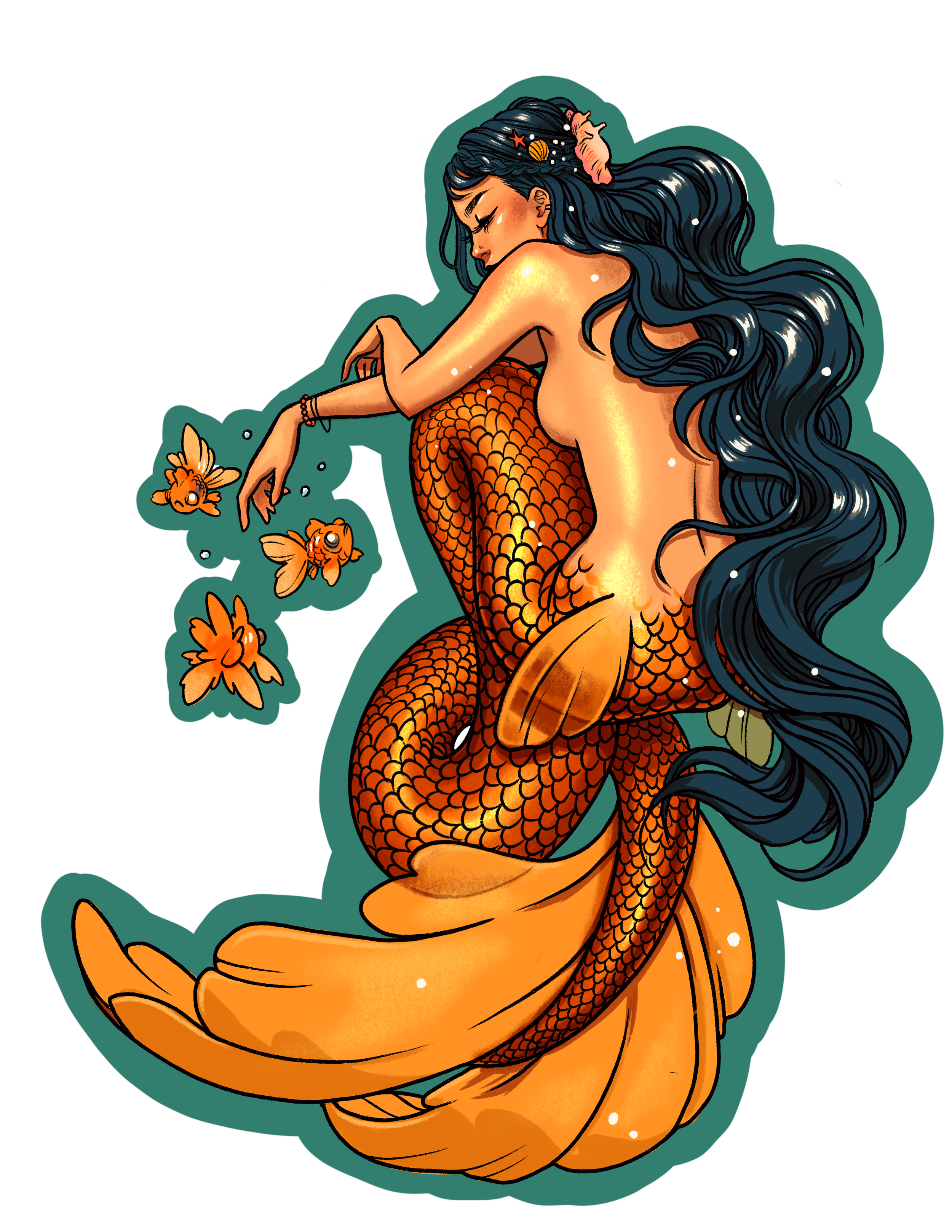 Goldfish mermaid Sticker