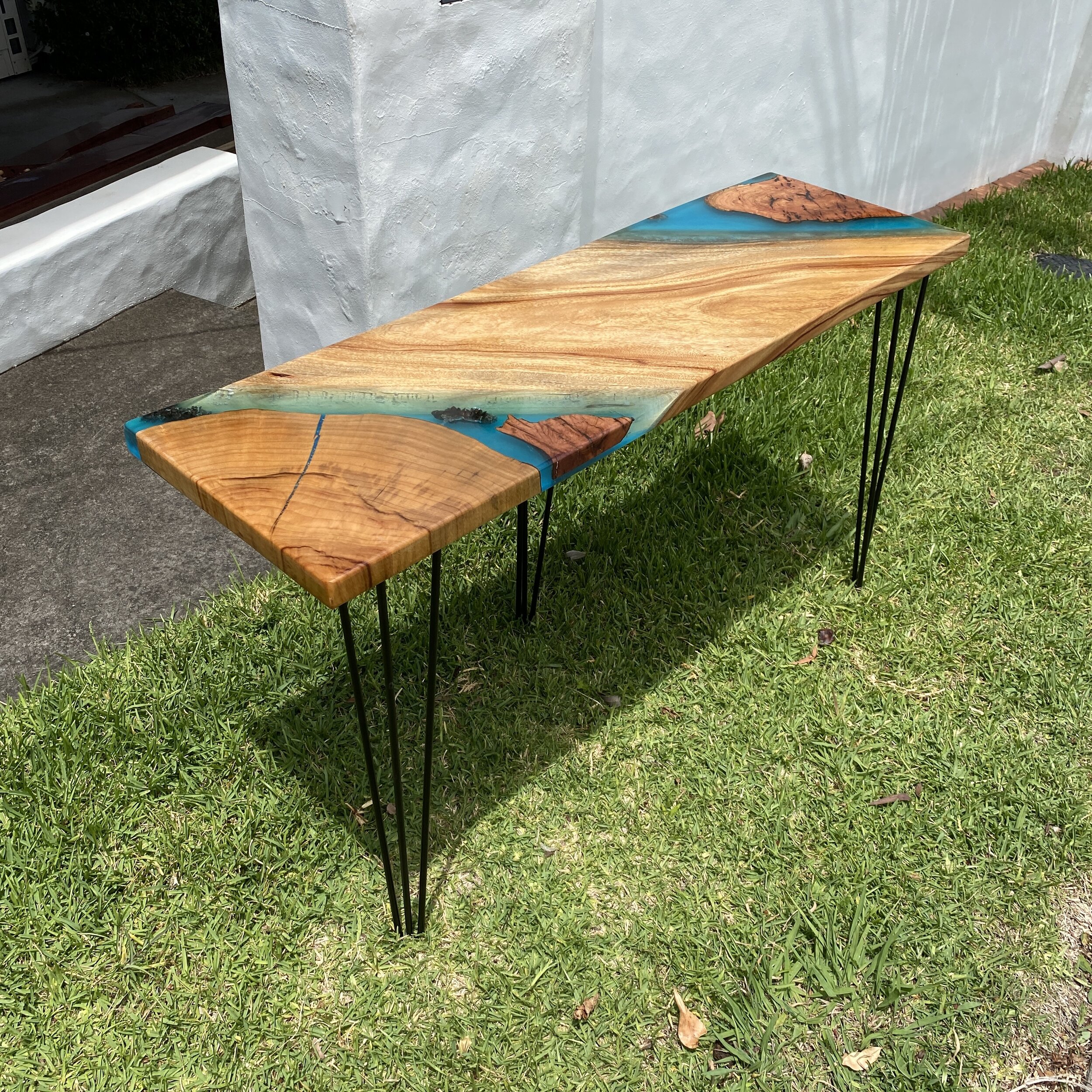 Walnut Wood Epoxy Waterfall River Table / Walnut Wood and Transparent Matte  Turquoise Resin Coffee Table -  Australia