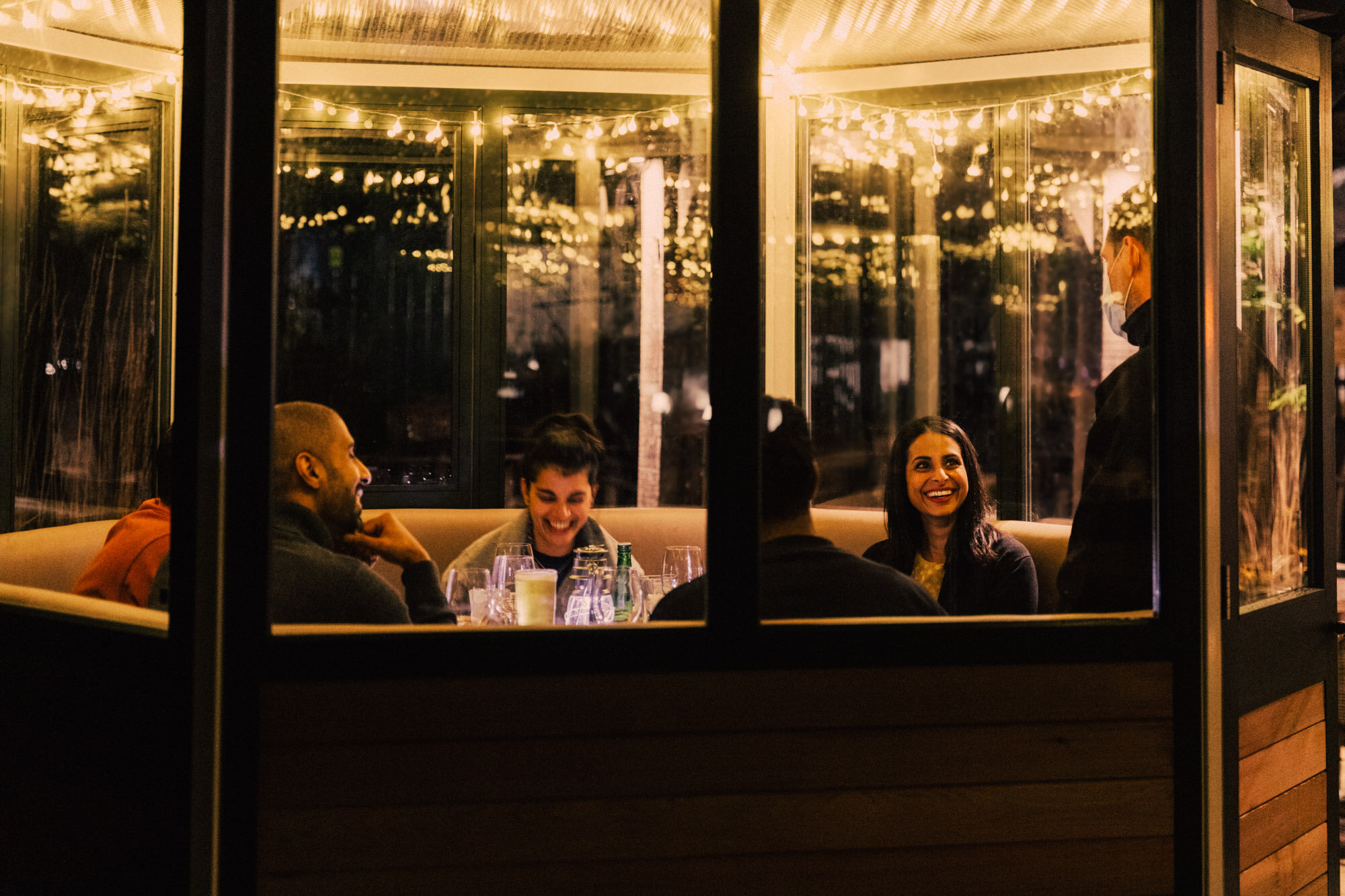 Customers in an Oak Pod at Banyers House pub and restaurant.jpg