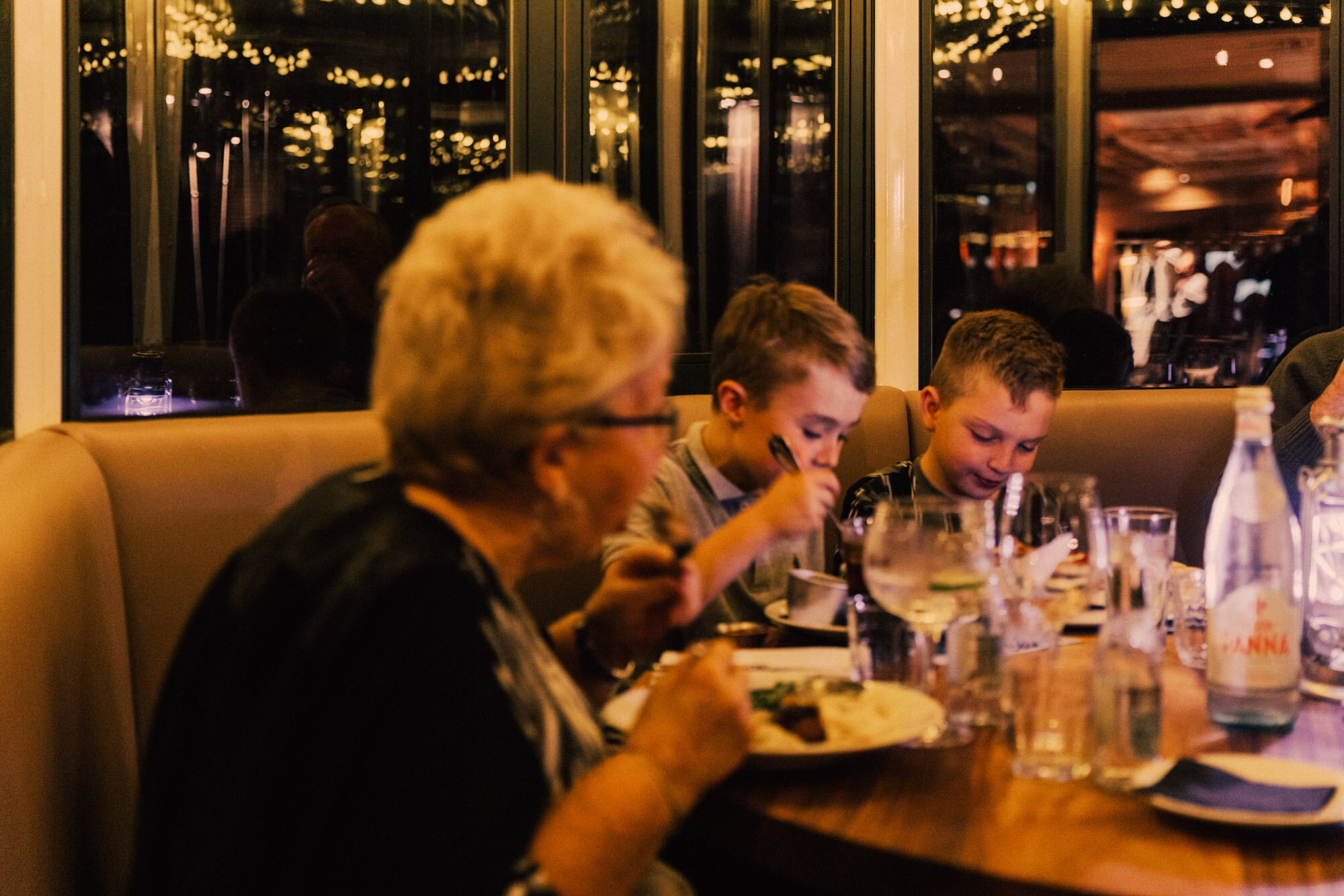 Family dinner in the Oak Pods at Banyers House pub and restaurant in Royston Hertfordshire.jpg