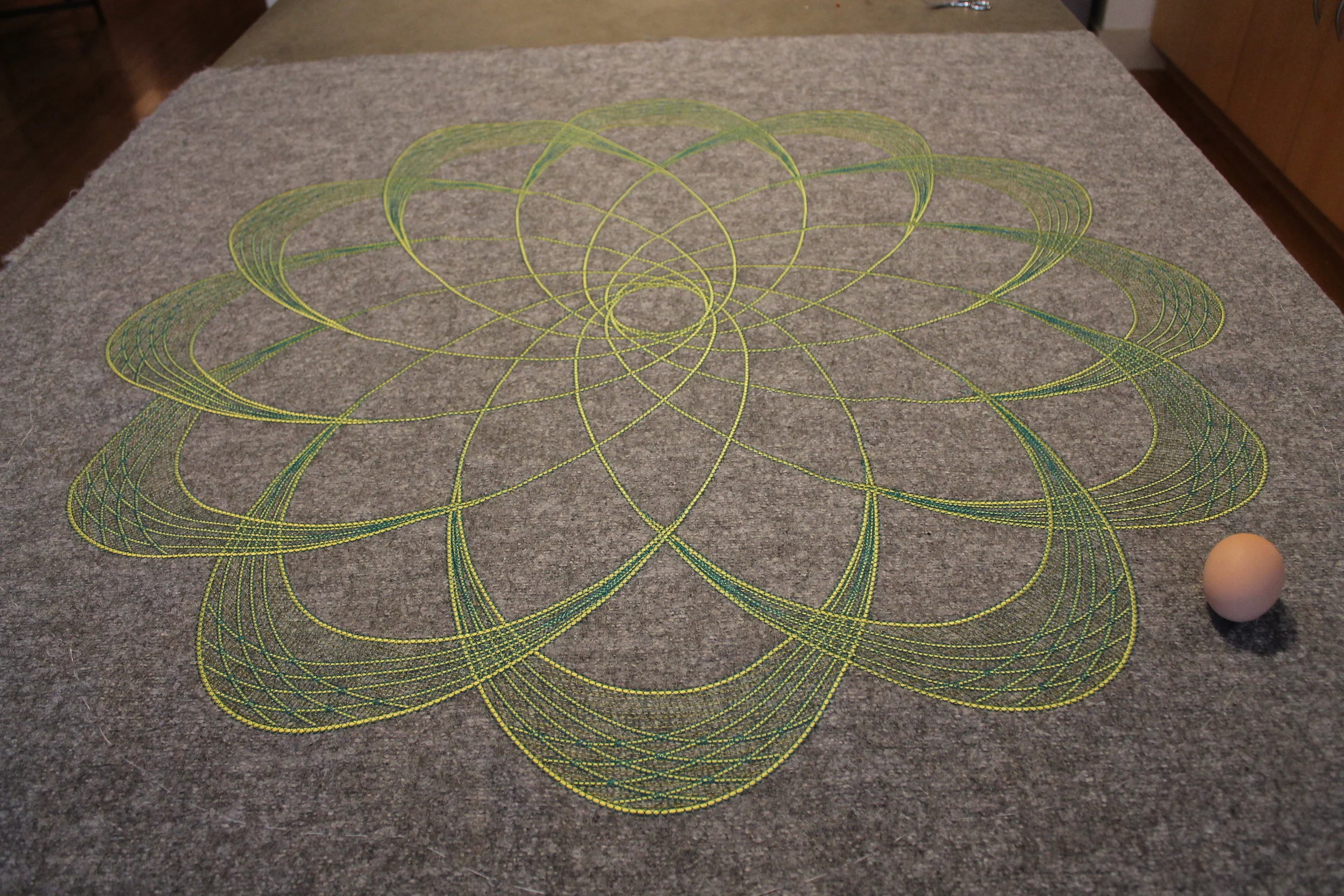 "Spirograph" 38" diameter (egg didn't help scale)