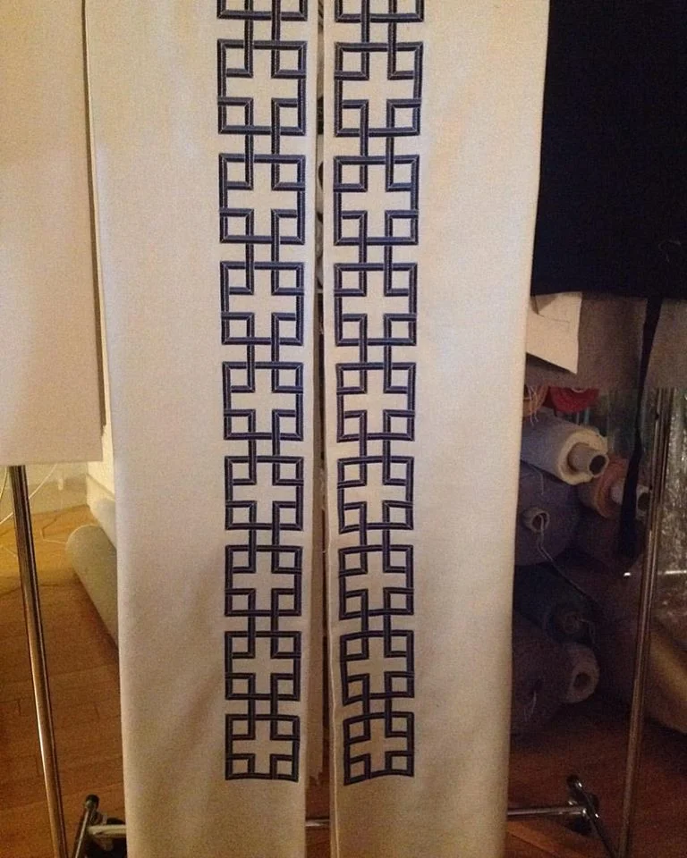 "Chinese Fretwork" Border leading edges on silk