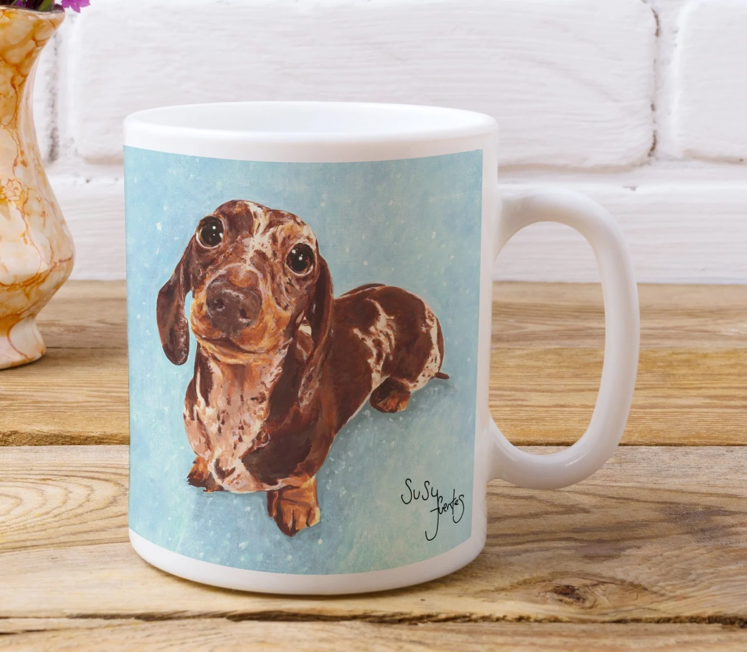 Dapple Dachshund Dog Mug — SUSY FUENTES ARTIST - Main Image