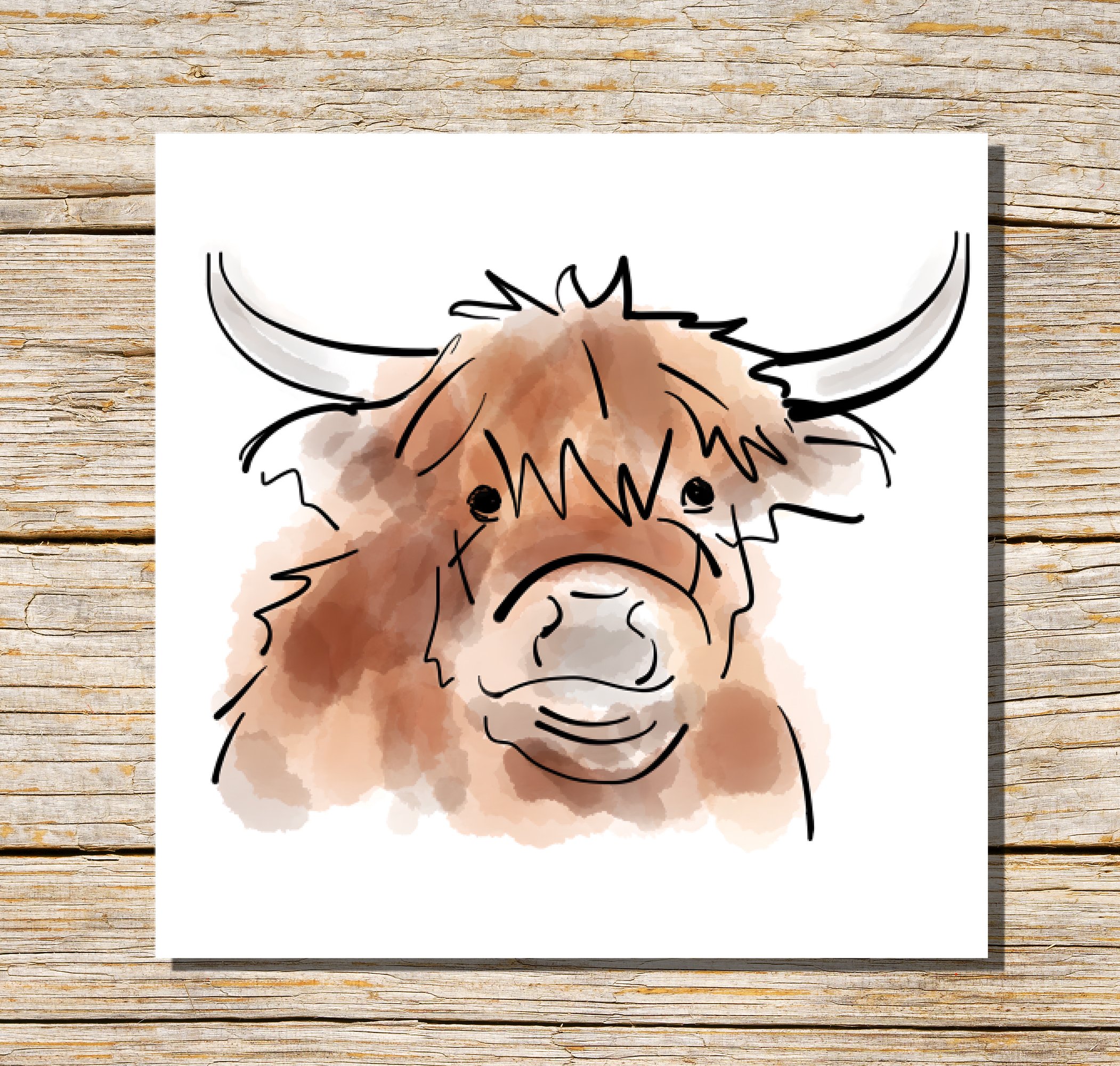 Huggable Highland Cow Greeting Card