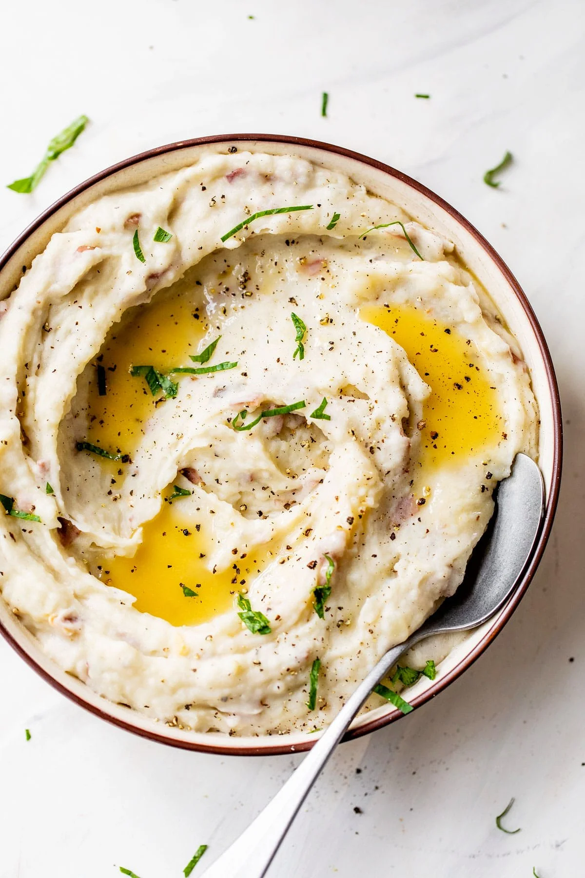 Lightened Up Garlicky Bliss Mashed Potatoes with Chives