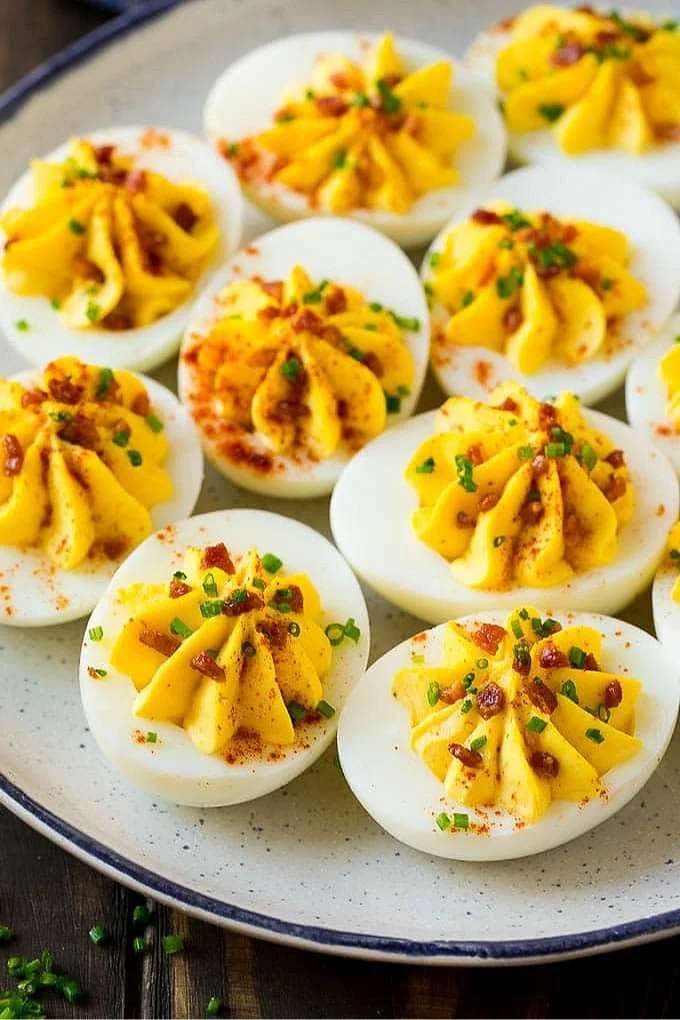 Make-Ahead Bacon Deviled Eggs with Dill