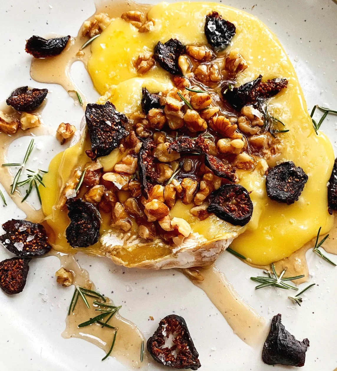 Toasted Honey Nut Fig Skillet Baked Brie