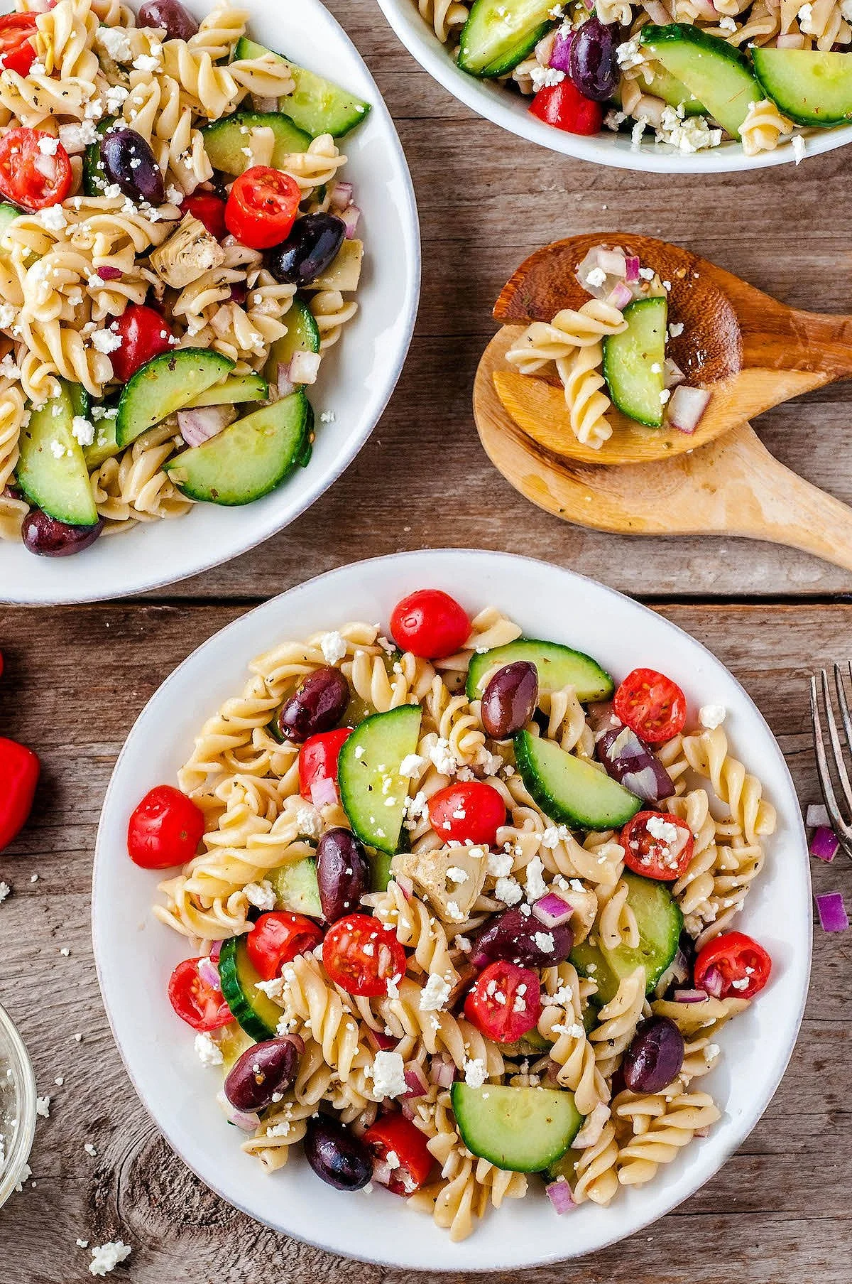 Greek Pasta Salad with Honey, Feta and Basil