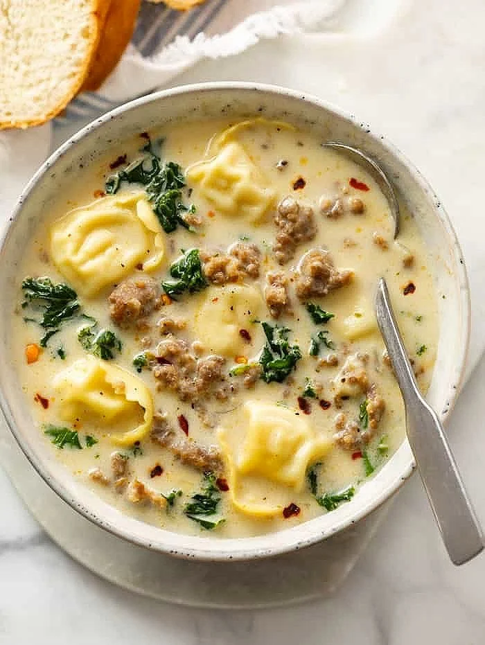 Creamy and Spicy Sausage Tortellini Soup