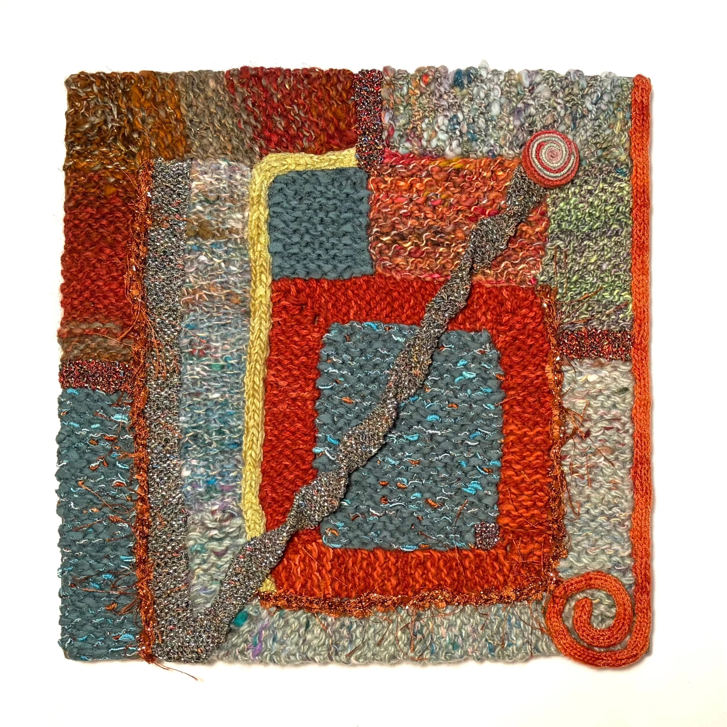 No, not a Rock Square... too big, as it is 13" x 13". One coil, strands of crochet, otherwise it is all knit with garter knit swatches in variety of yarns. Not sure when I made it, but found it in storage as I was pulling things out to take