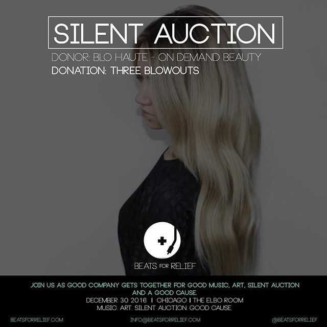 Okay...relax at home before an event AND get a professional blowout?! The incredible @blohaute team donates 3 blowouts to our silent auction! #beatsforrelief #blohaute
