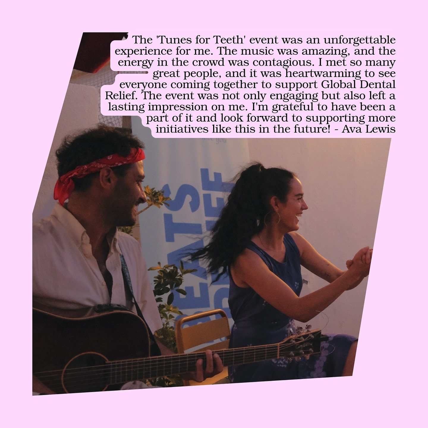 We&rsquo;re happy to share this amazing testimonial from Ava Lewis, who attended our last event, Tunes For Teeth! We love seeing everyone&rsquo;s feedback and receiving your support. We&rsquo;re so glad we could provide such a good time for a great c