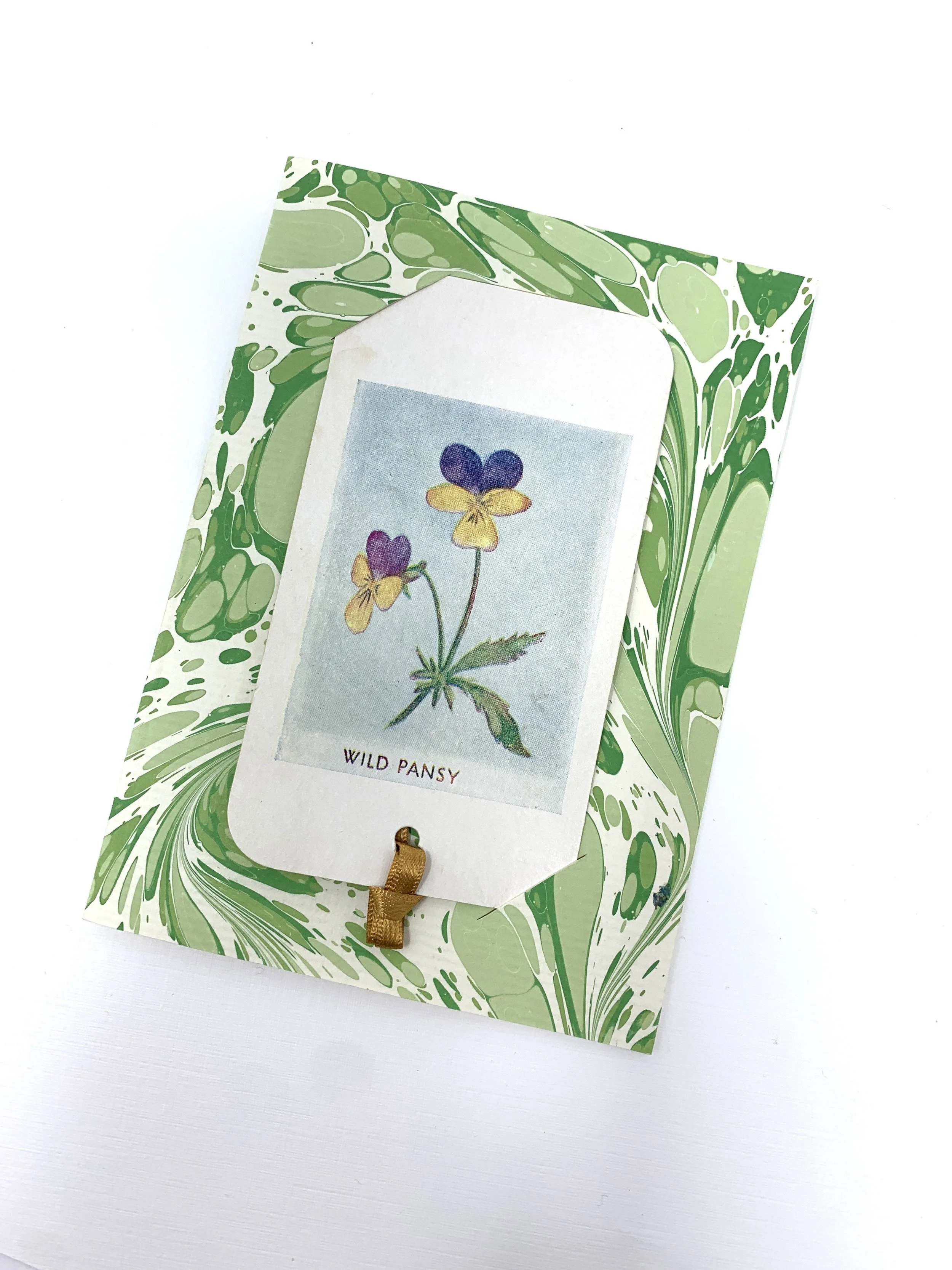 Marbled Greetings Card & Bookmark - PANSY