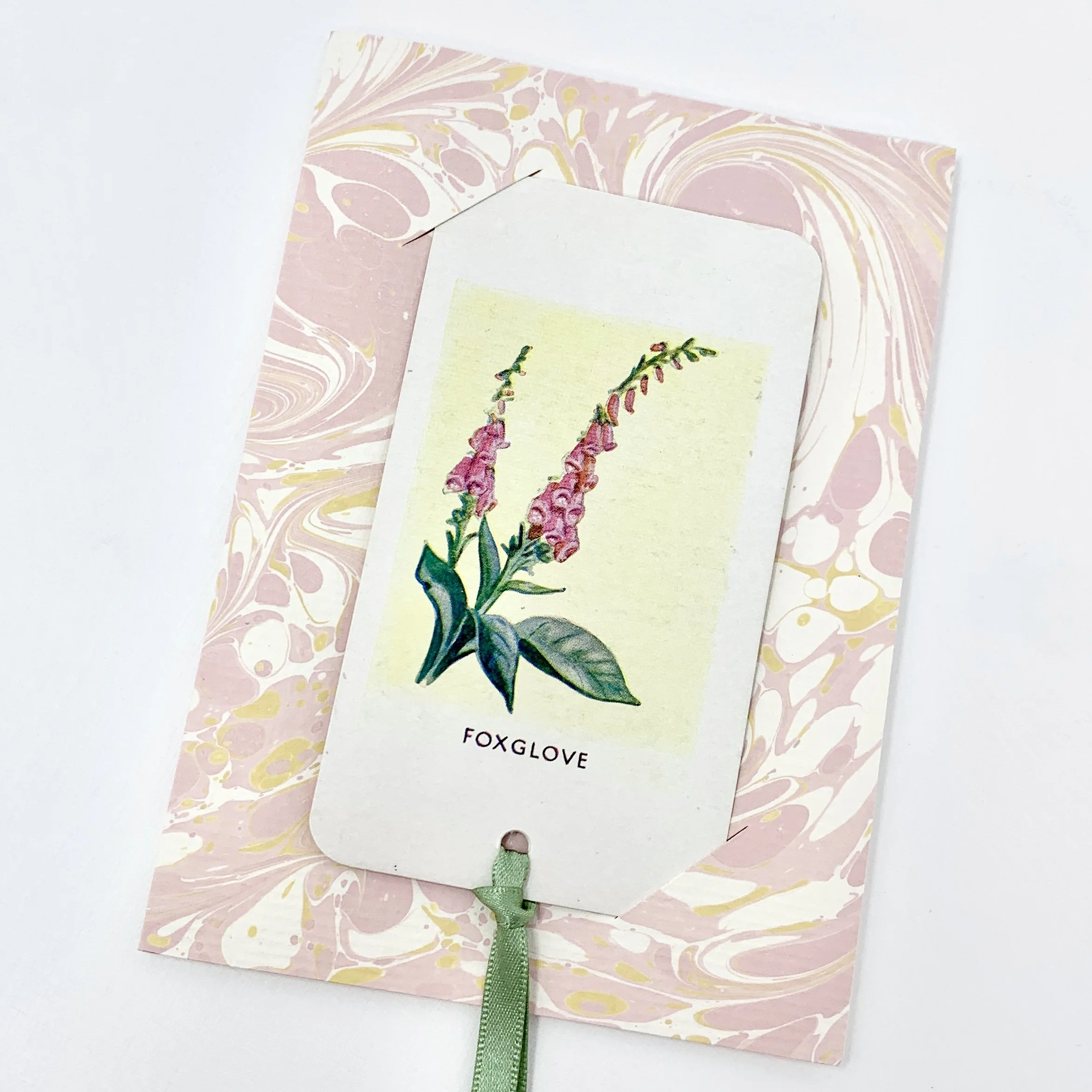 Marbled Greetings Card & Bookmark - FOXGLOVE