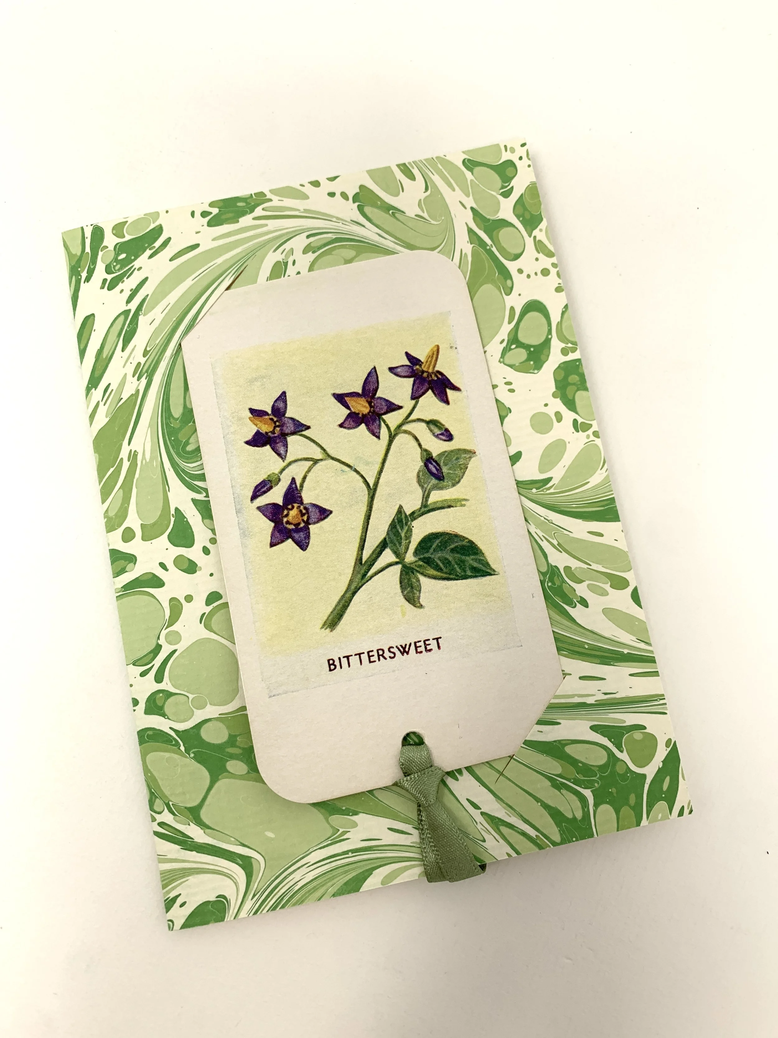 Marbled Greetings Card & Bookmark - Bittersweet