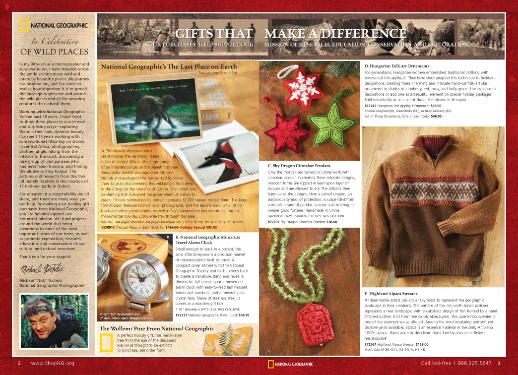National Geographic Store catalog, Holiday 2008: opening spread with intro letter