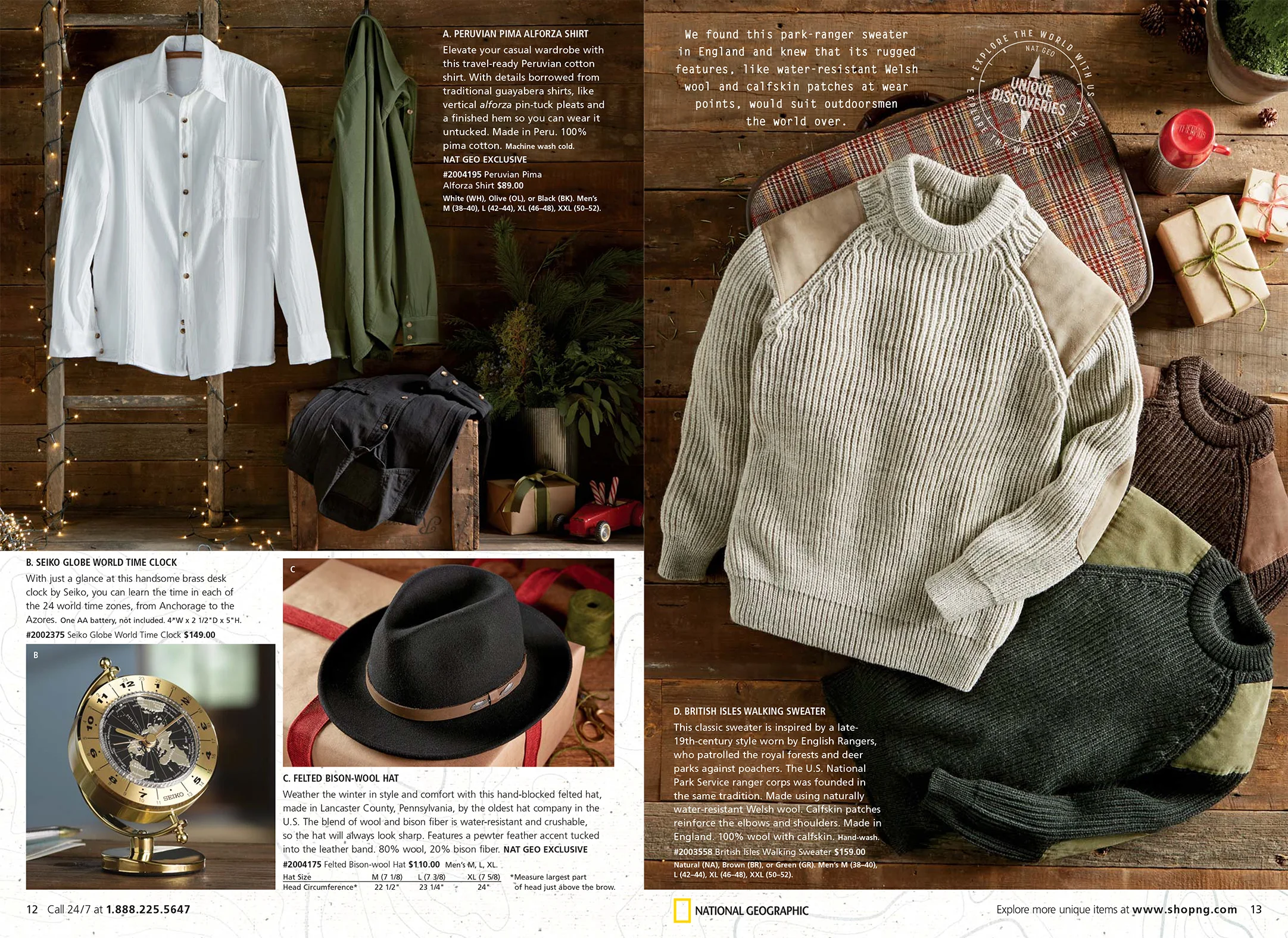 National Geographic Store catalog, Holiday 2016: men's gift spread