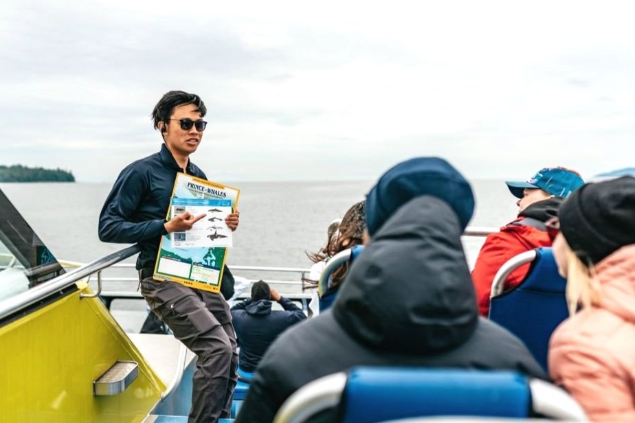 A naturalist educates about local whales