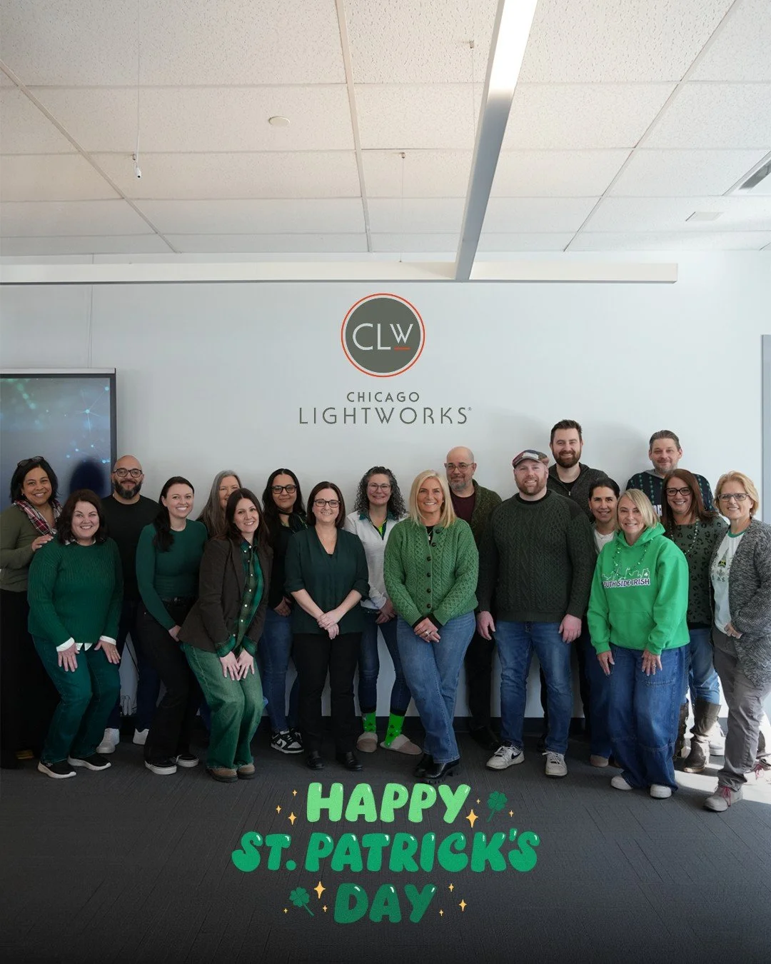 Green showed up strong at CLW 🍀

The team pulled through in full force to celebrate St. Patrick&rsquo;s Day, proof that great lighting isn&rsquo;t the only thing we do well.

#ChicagoLightworks #StPatricksDay #TeamCLW