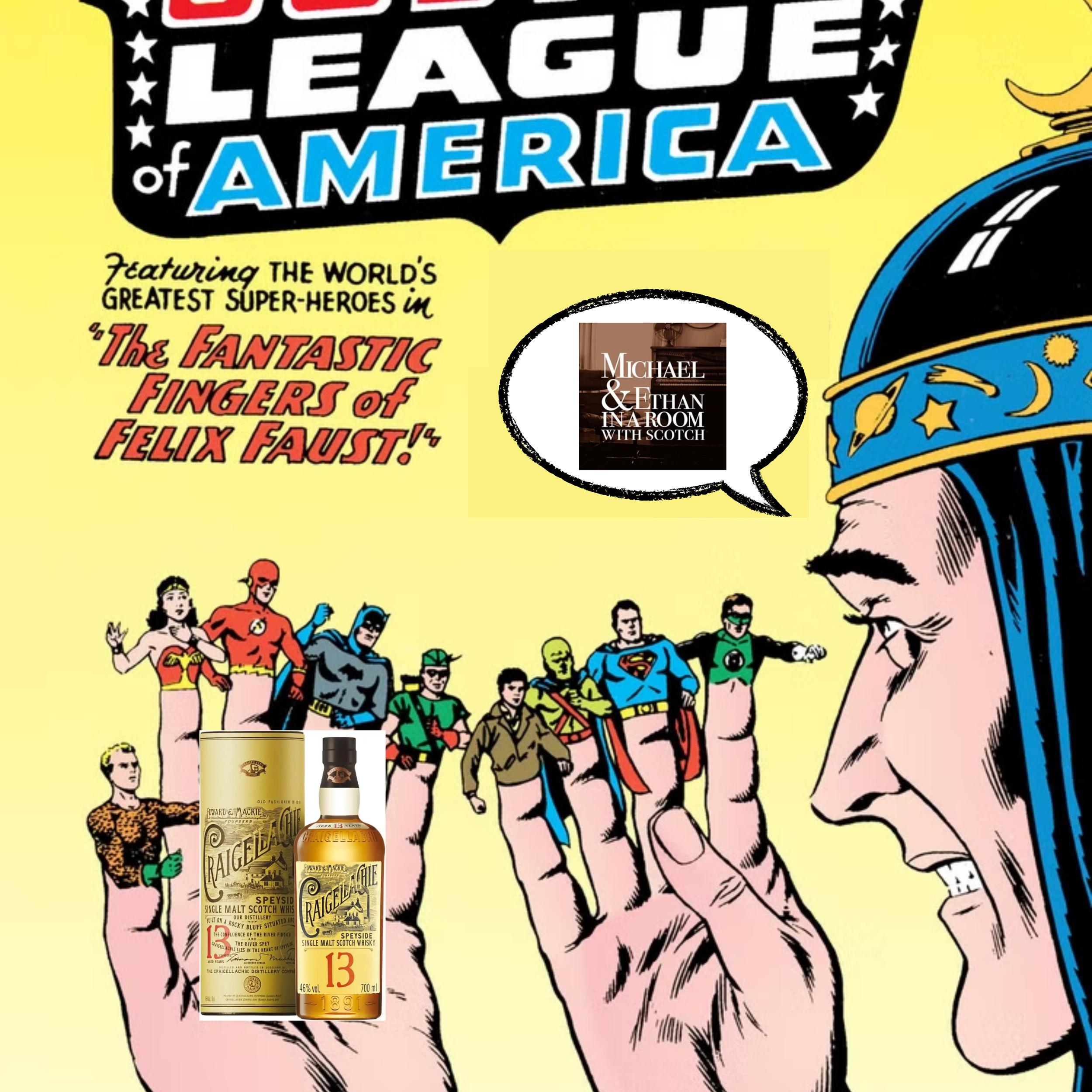 JLA #10, by Gardner Fox, and Captain America #107, by Stan Lee and Jack Kirby, and Craigellachie 13