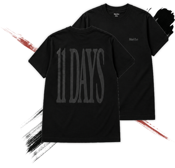 11 Days Black T-Shirt
