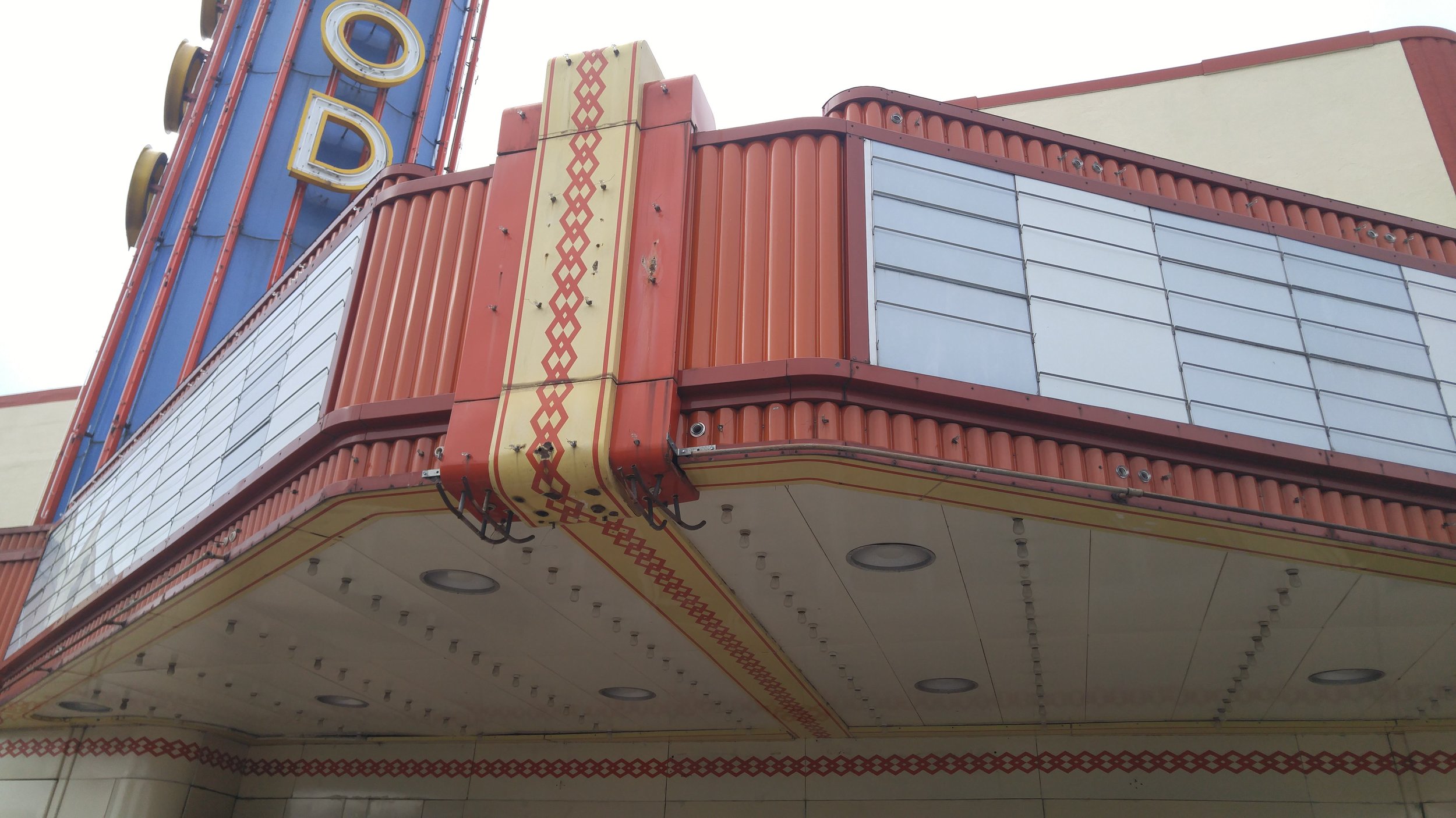  The marquee looks odd, temporarily shorn of its neon tubing. 