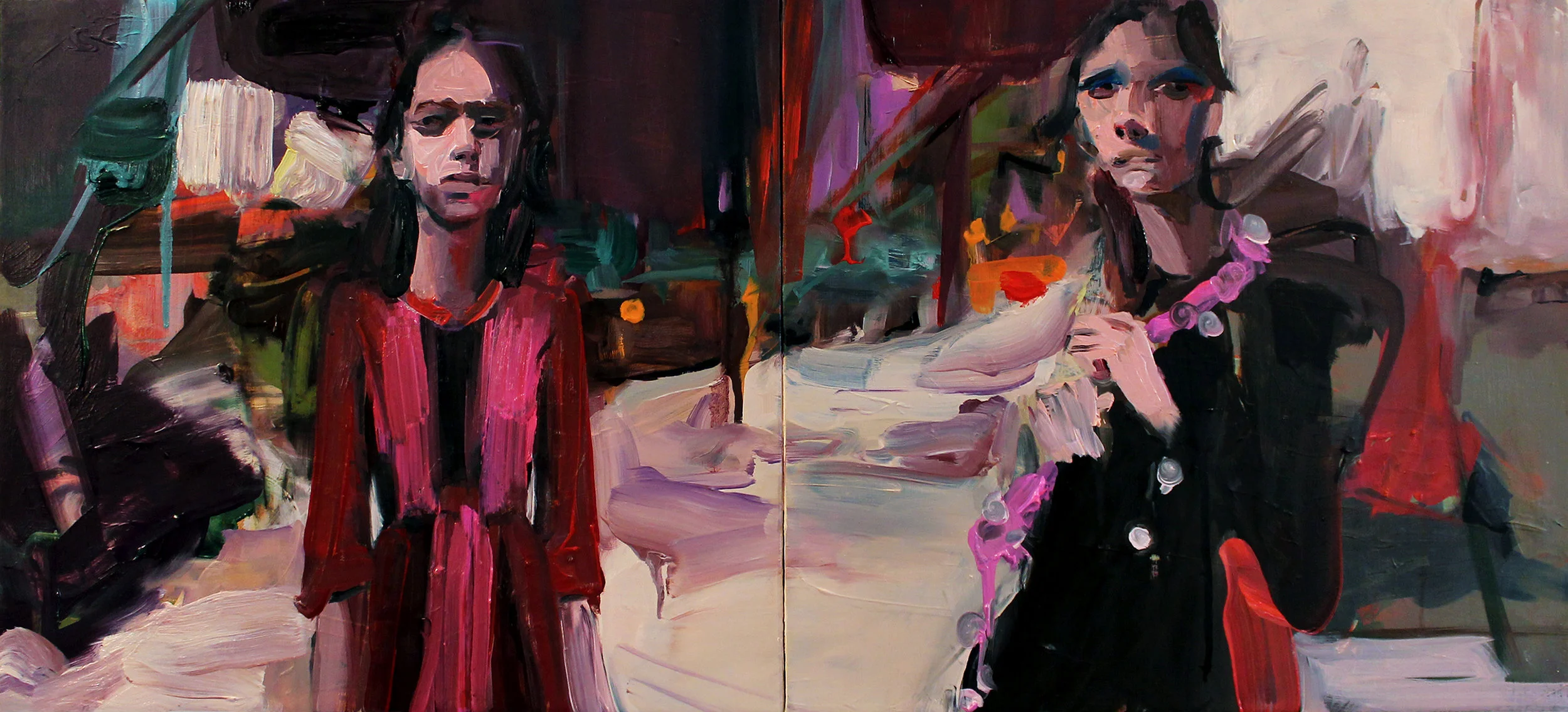 untitled, 2015, oil on canvas, 12”x 28” diptych