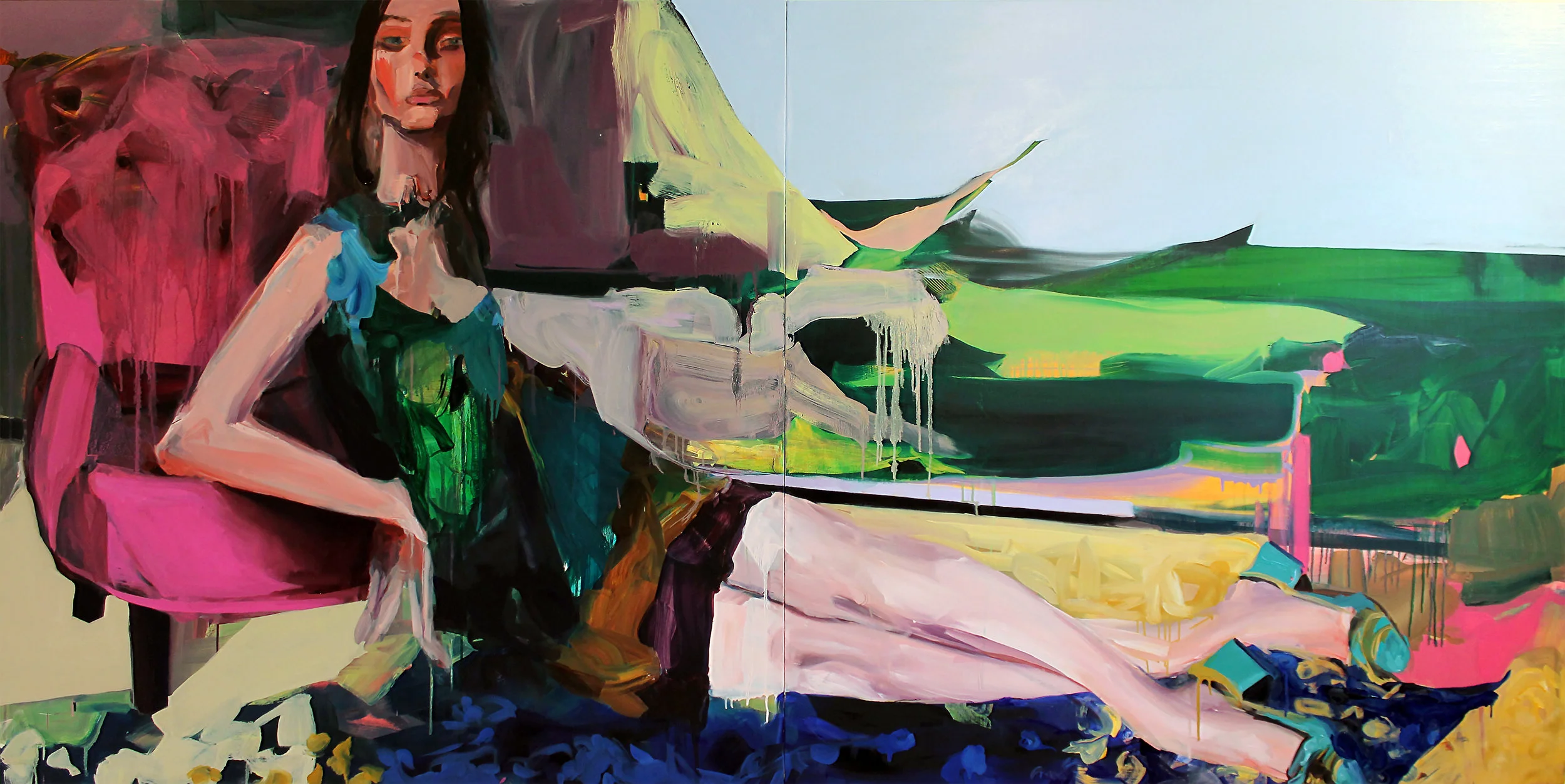Quarry , 2015, oil on canvas, 48”x 96”