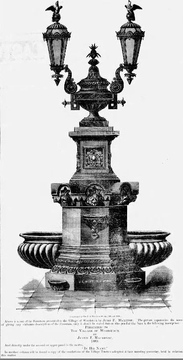 Lithograph of the Mackenzie Fountain appears on July 11, 1889 in The Vermont Standard.