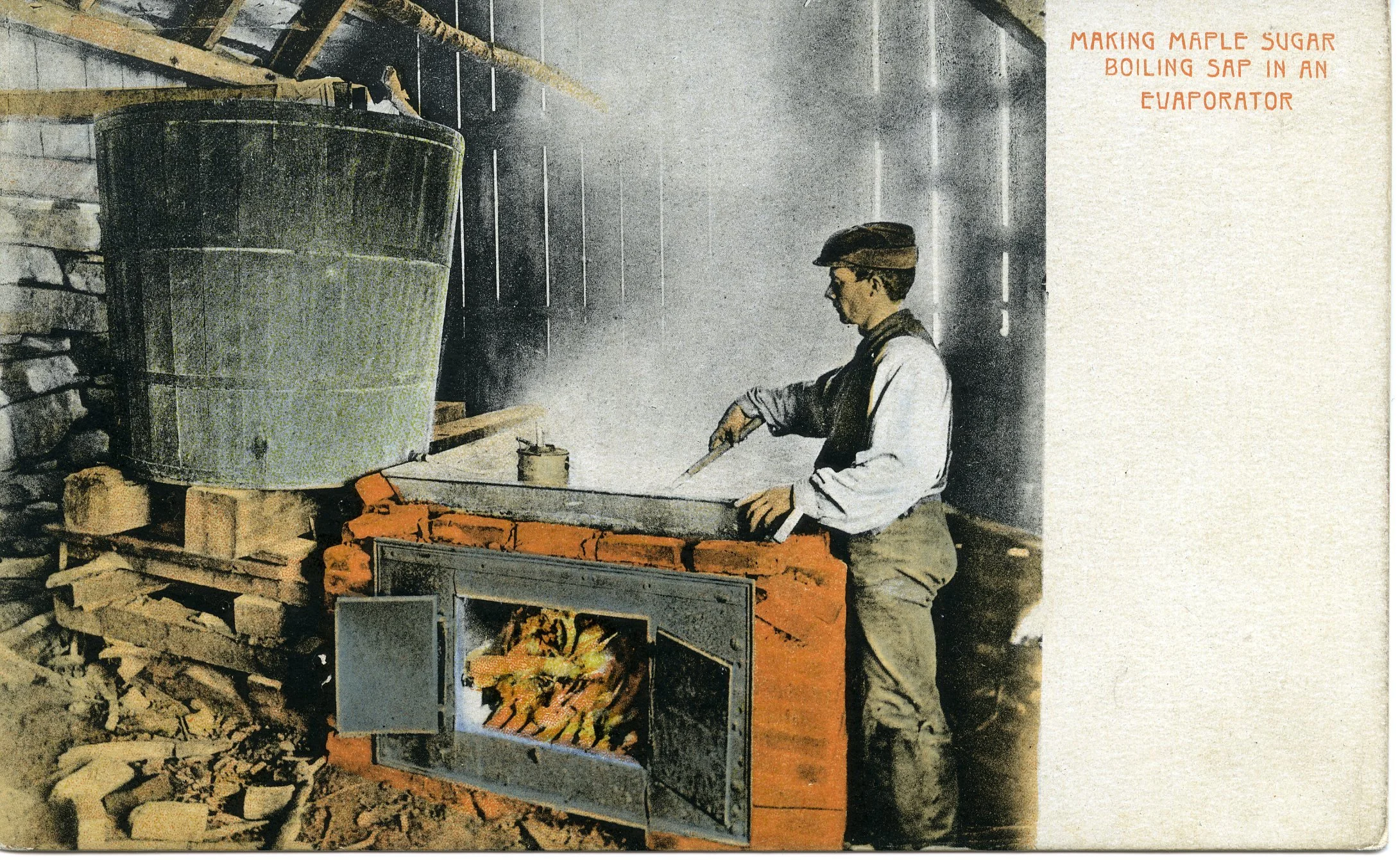 'Making Maple Sugar, Boiling Sap in an Evaporator'.jpg