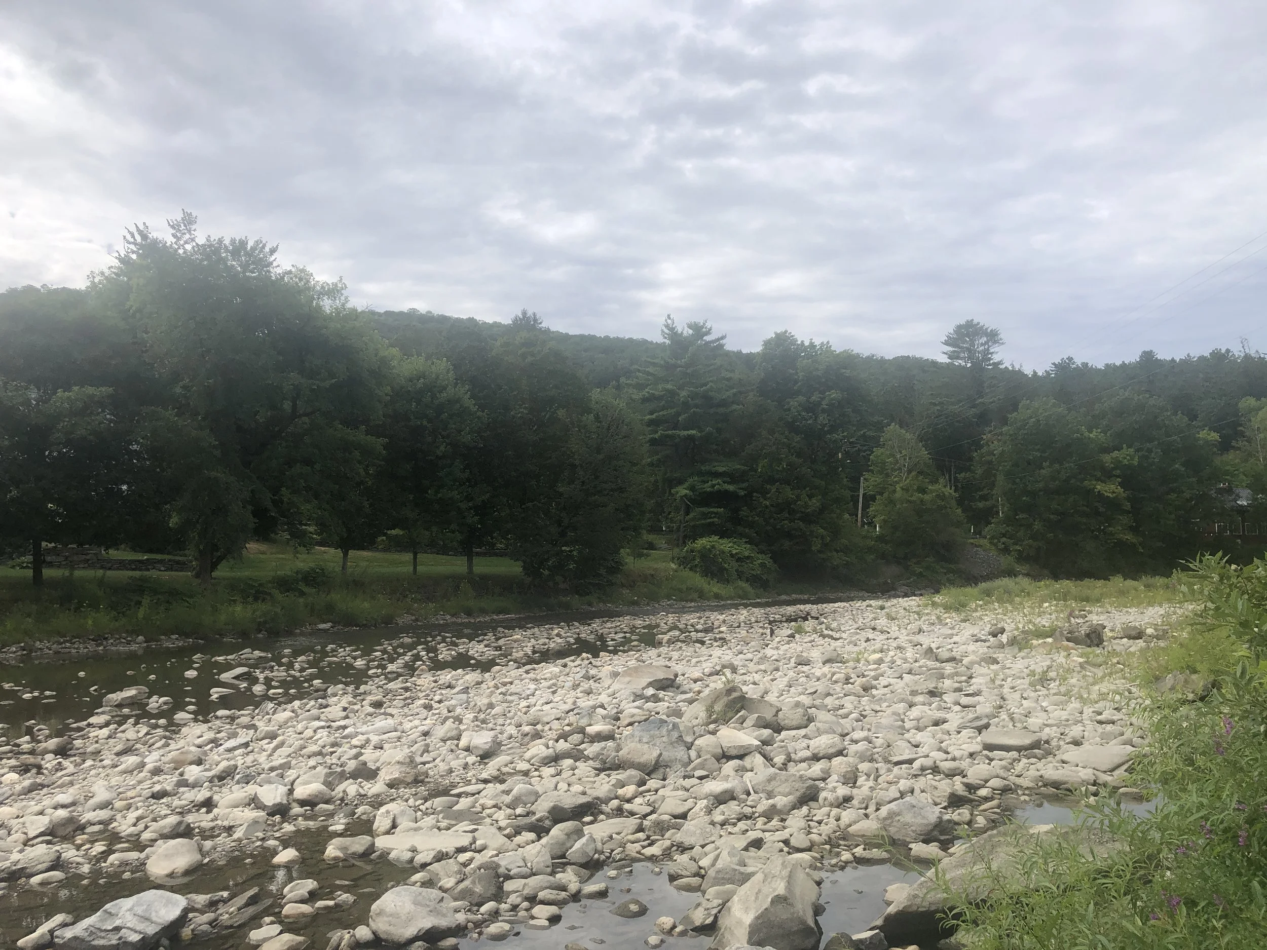 Ottauquechee River behind the Woodstock History Center. Photo taken September 2, 2025.