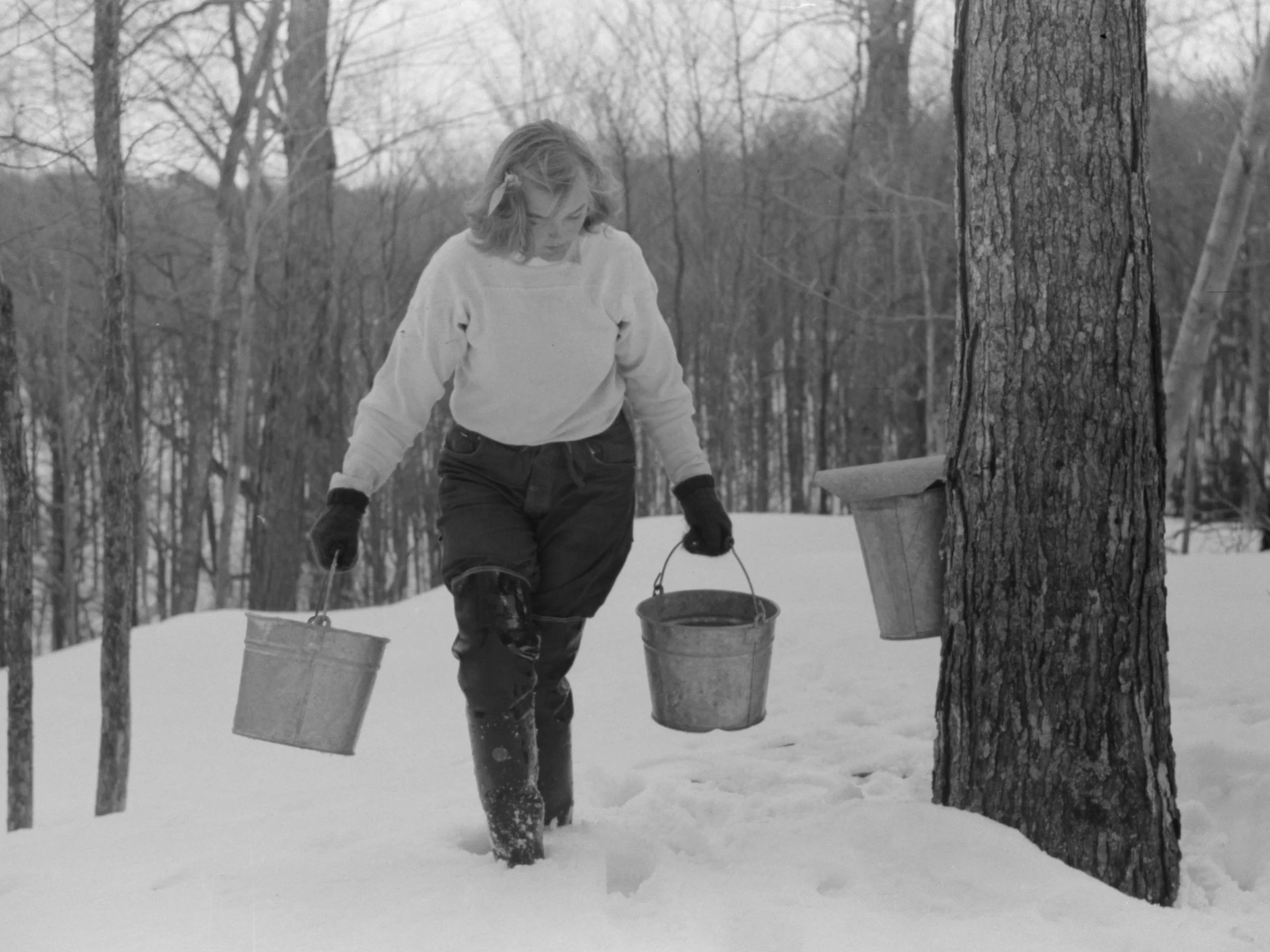 Julia Fletcher, pictured here, was a neighbor who lived next door to Frank Shurtleff in the house now known as “Apple Acres.” Notice her high waders!