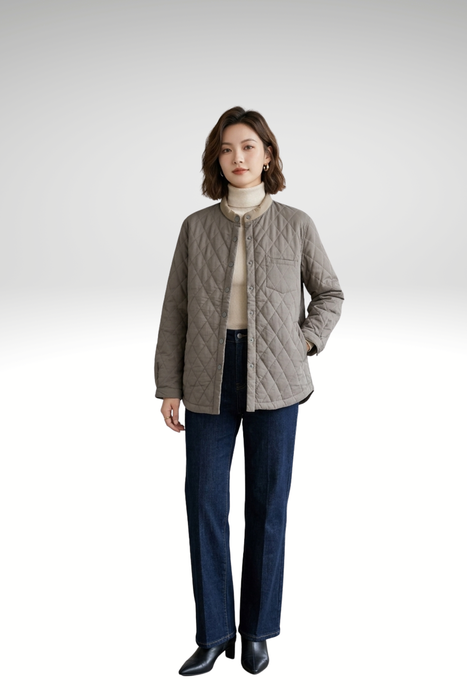 Quilted Diamond-Stitch Liner Jacket