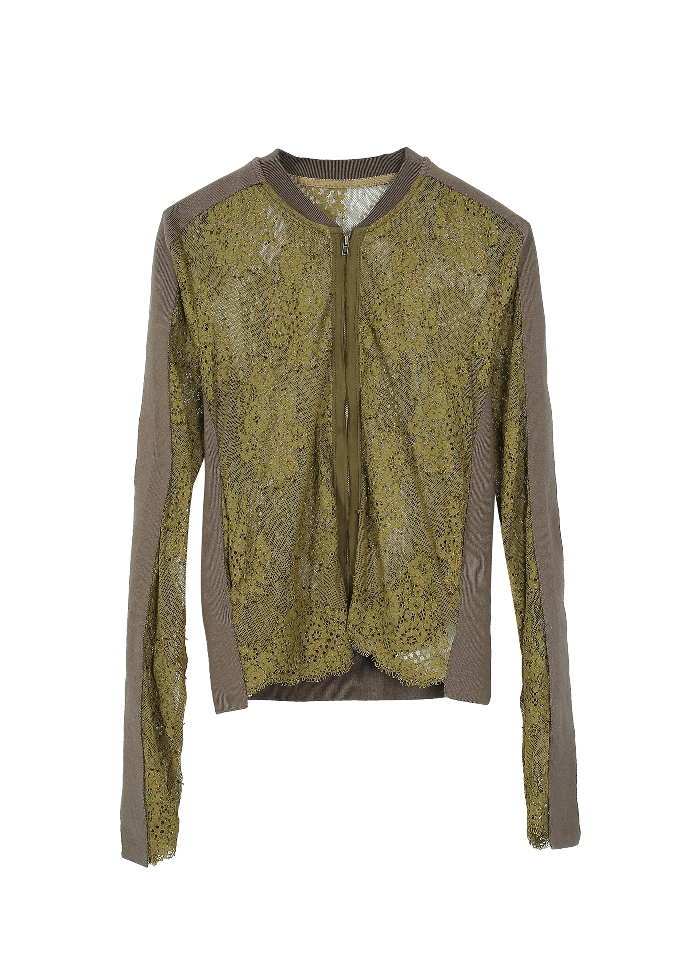 Jersey Trimmed Lace Bomber Jacket JNBY