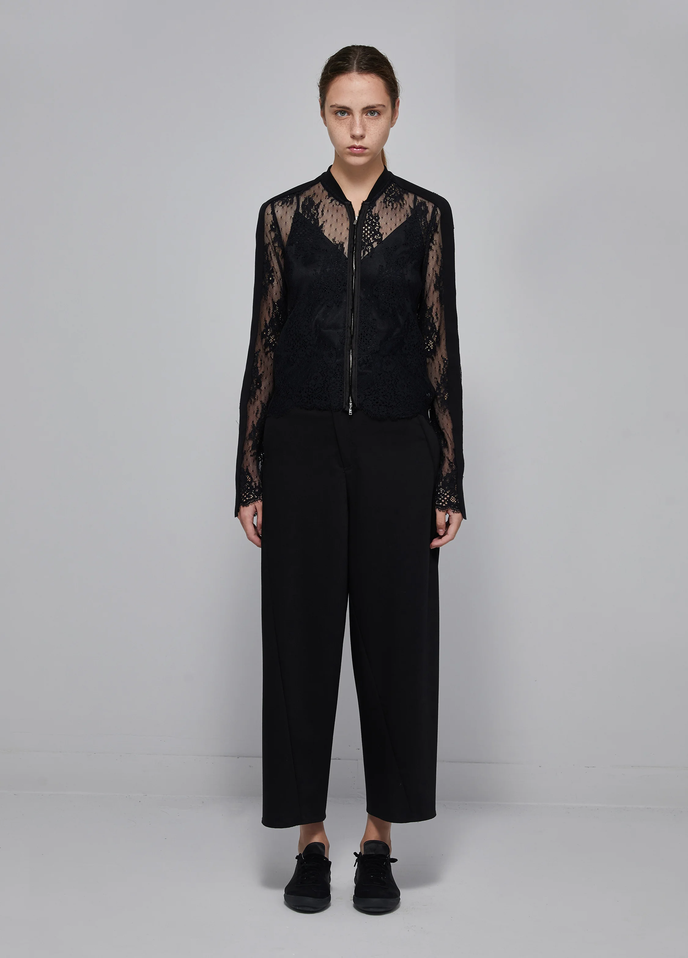 Jersey Trimmed Lace Bomber Jacket JNBY