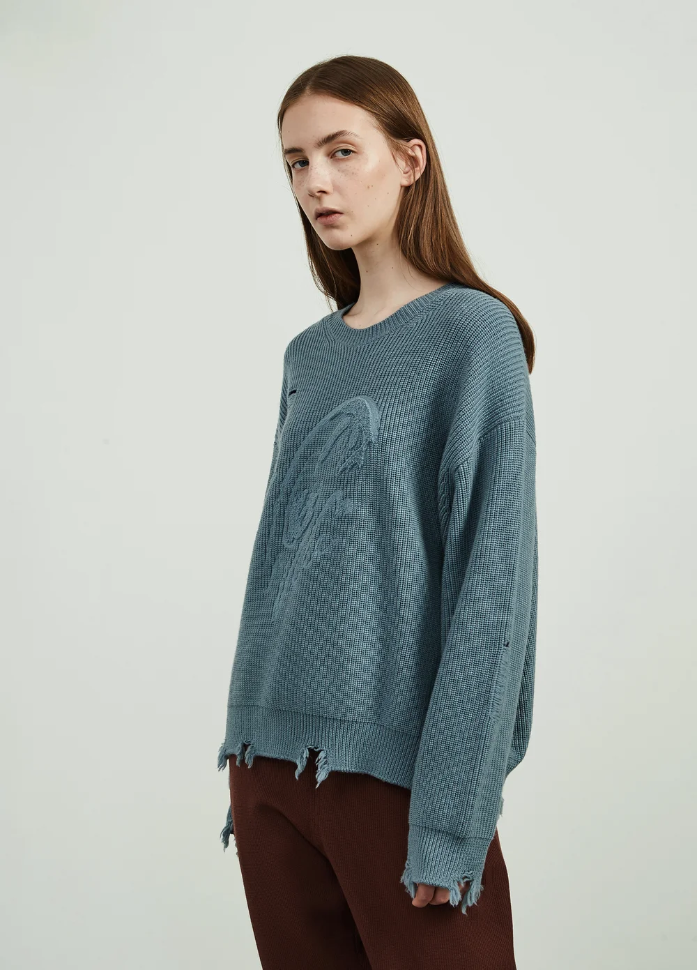 Shredded Wool-Blend Crewneck Sweater