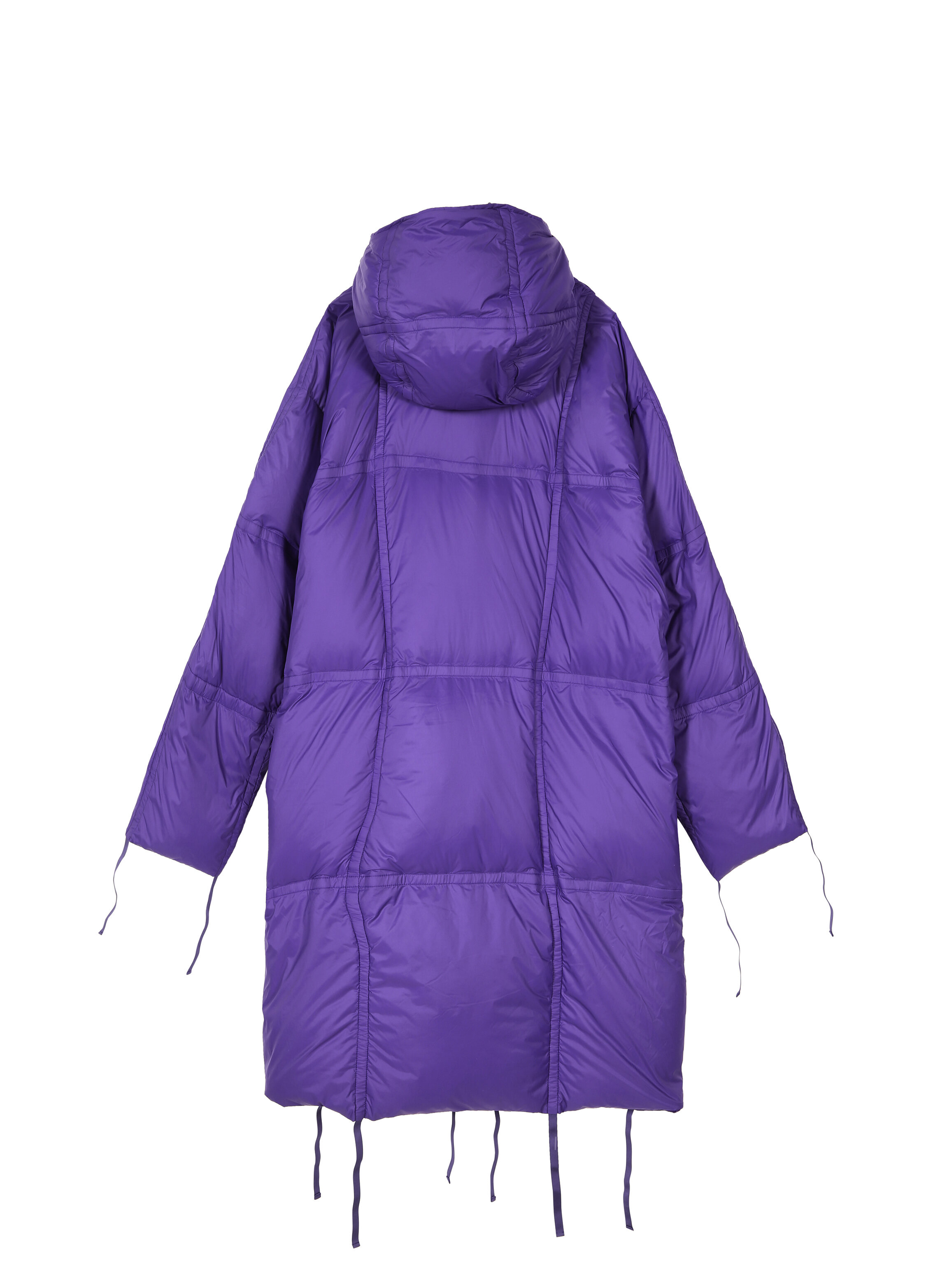 Drawstring Detail Down Coat (Black/Grey 
