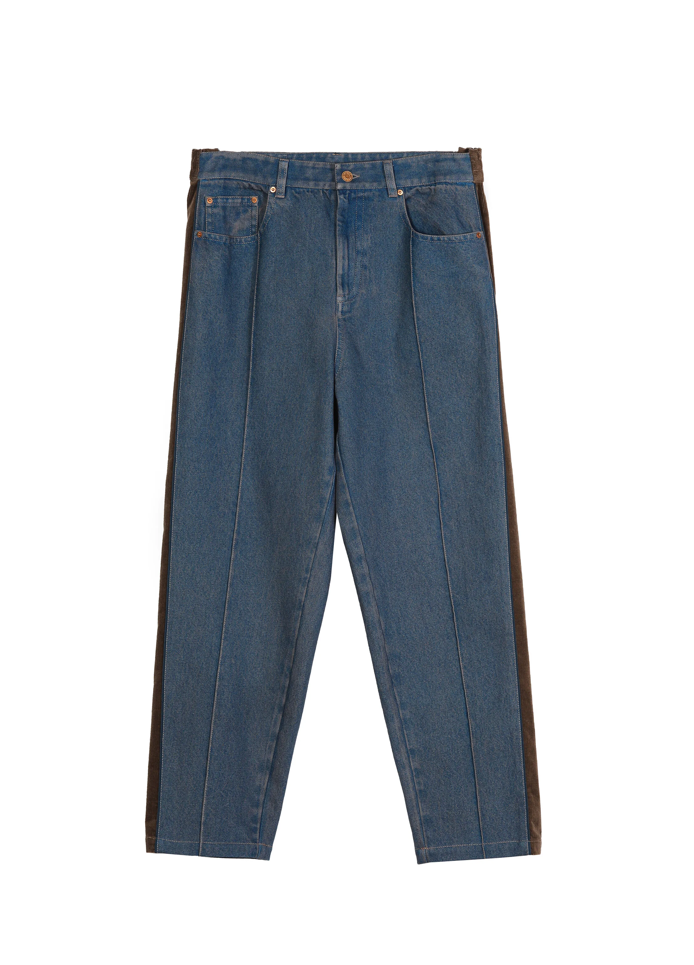 Denim Pants With Corduroy Side